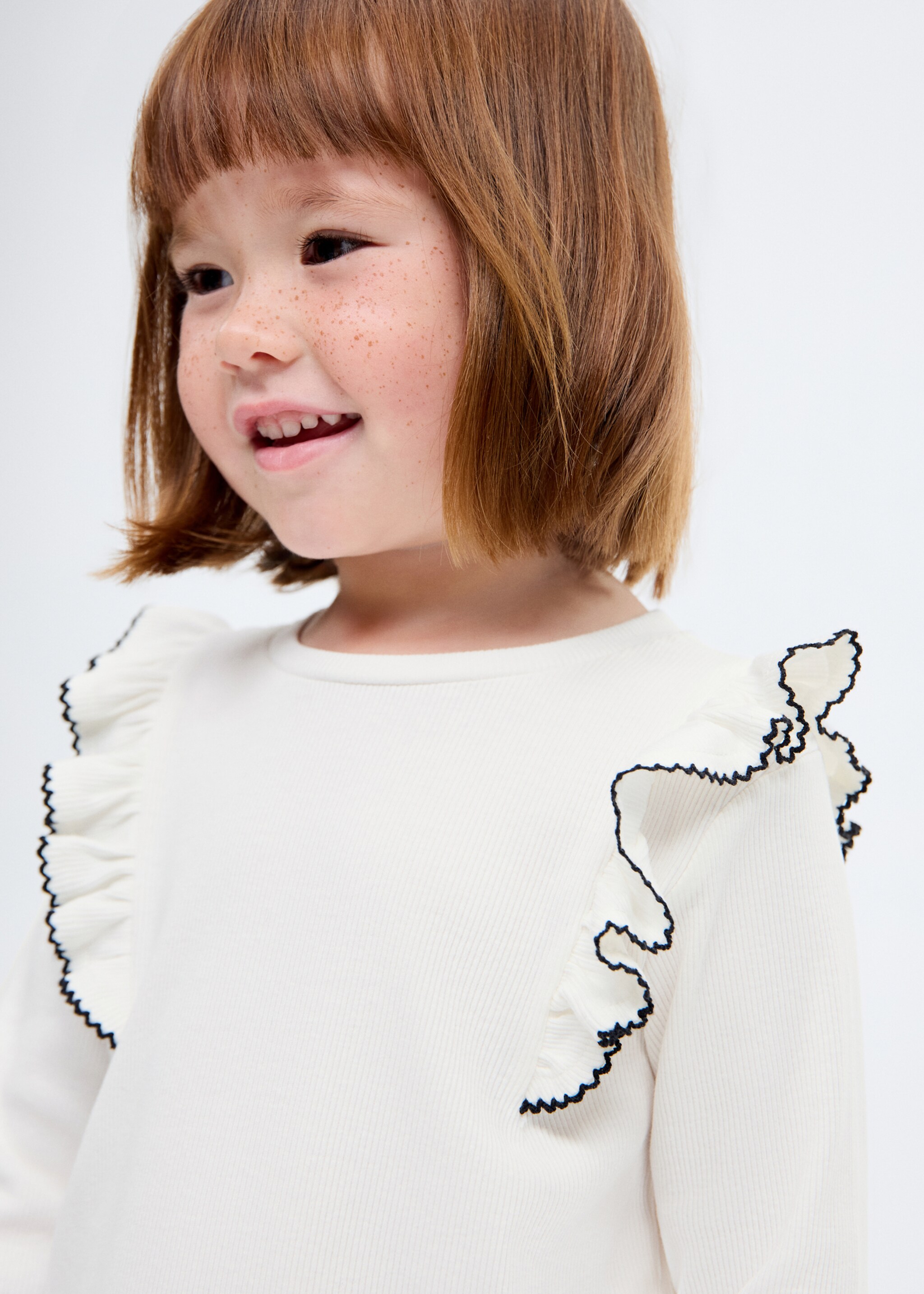 Ruffled ribbed T-shirt - Details of the article 1, Off White. Ref: 17005170-00.