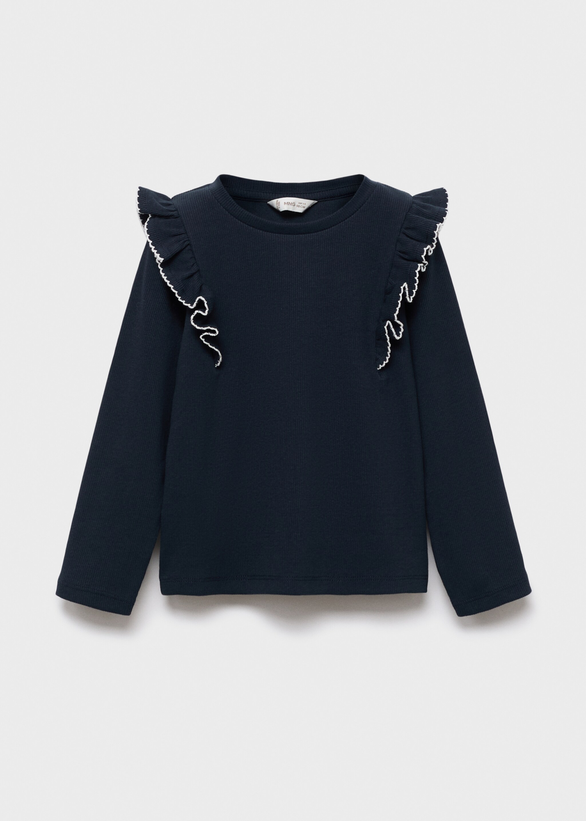 T-shirt canelada com folhos - Artigo sem modelo