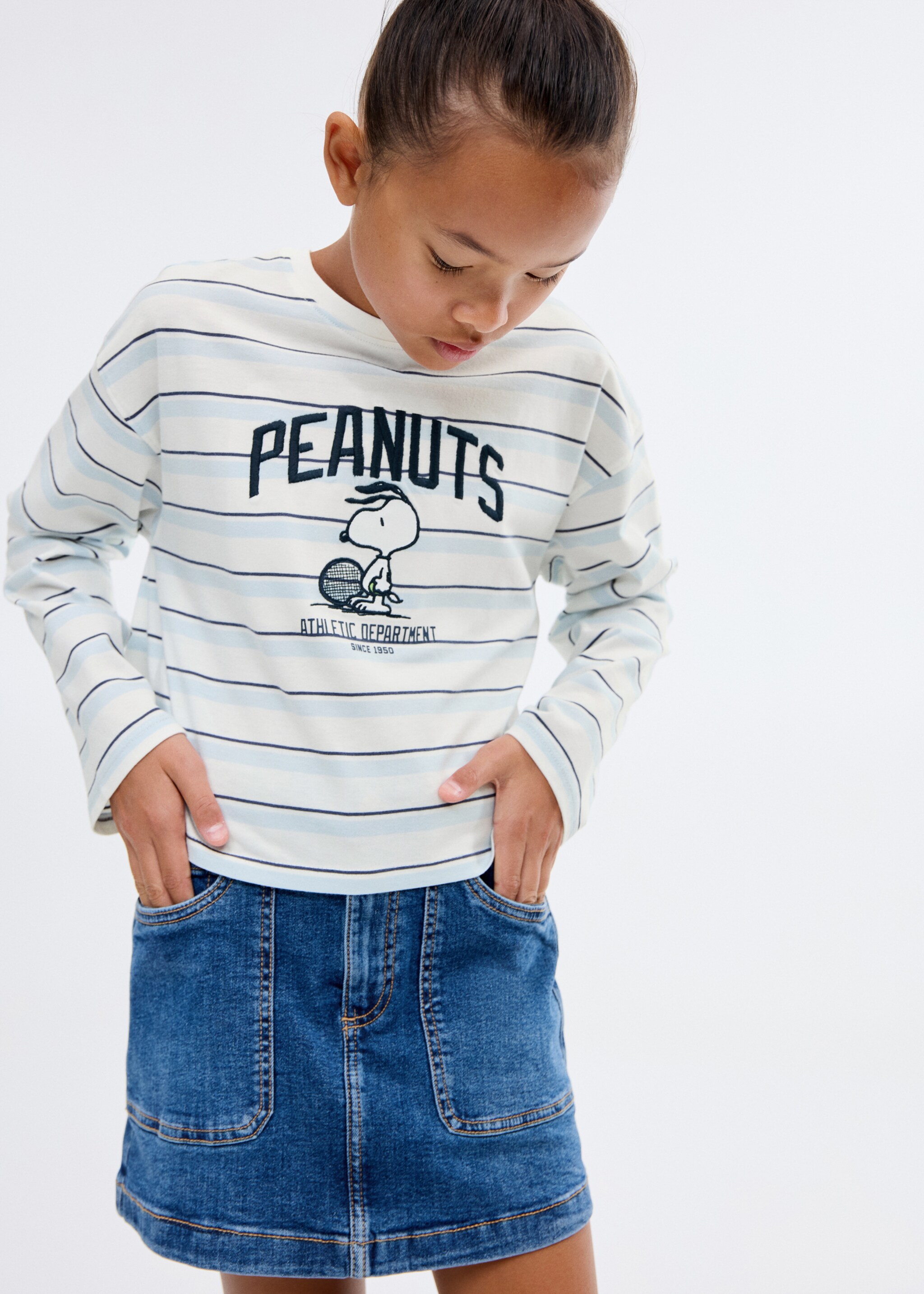 Snoopy embroidered t-shirt - Medium plane, Sky Blue. Ref: 17005171-00.