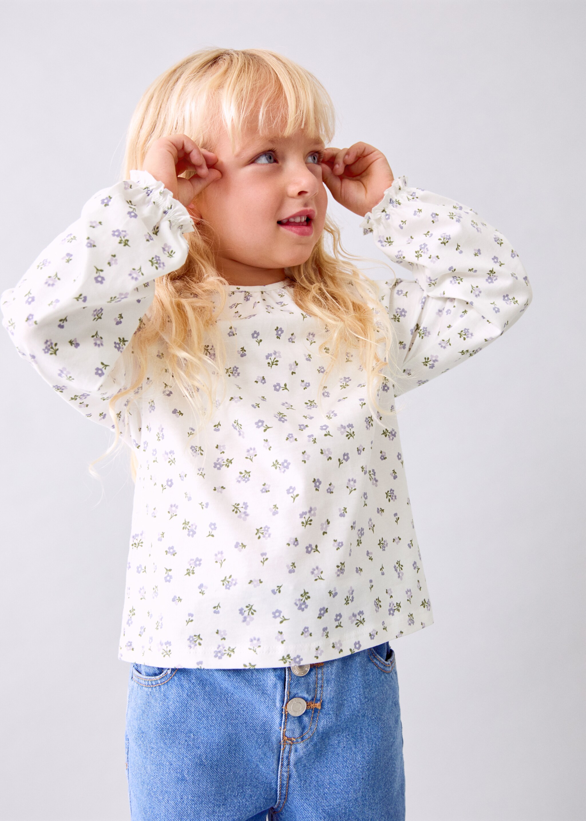 Floral cotton t-shirt - Medium plane, Off White. Ref: 17005173-00.