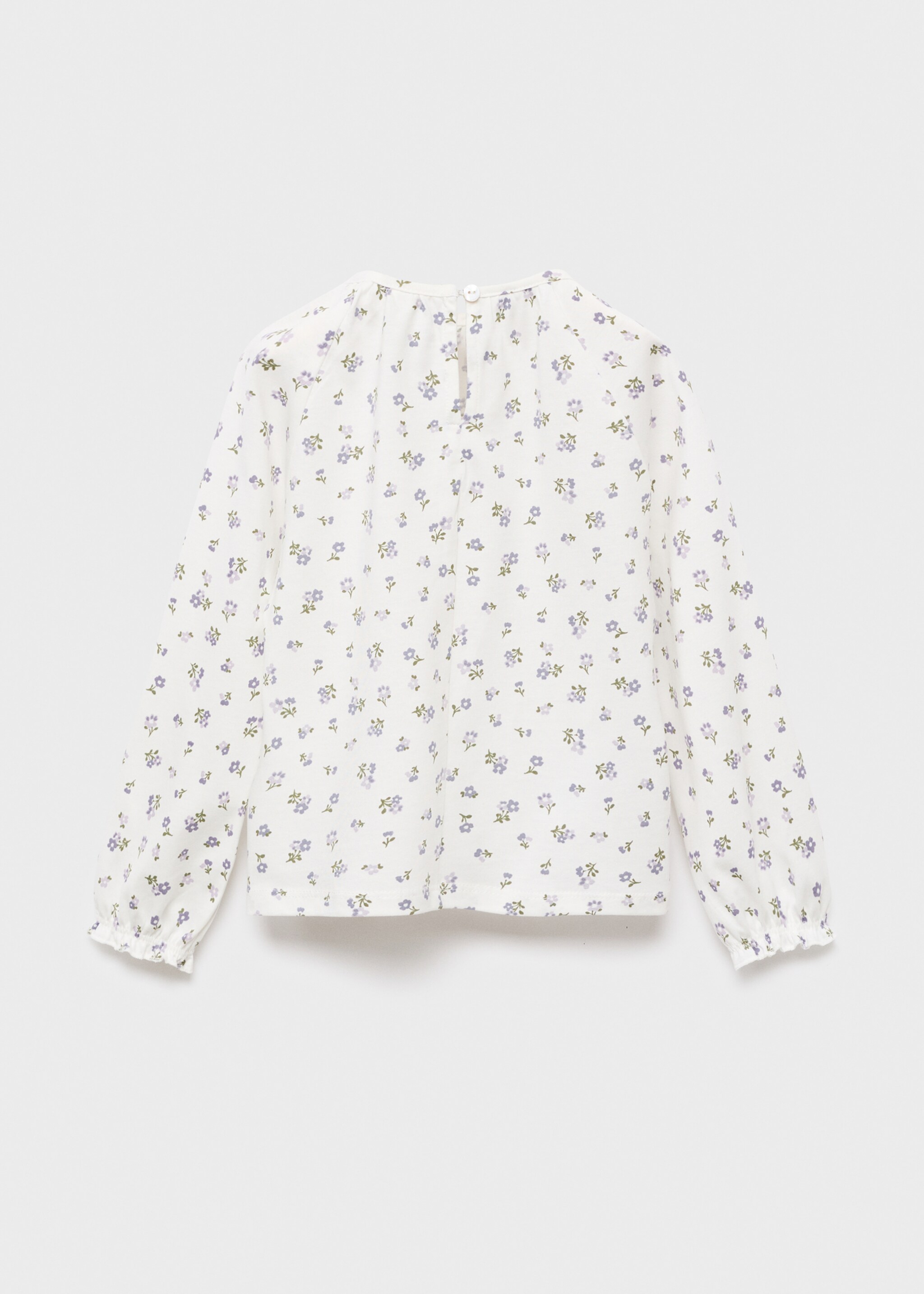 Camiseta flores algodón - Reverso del artículo, Blanco roto. Ref: 17005173-00.