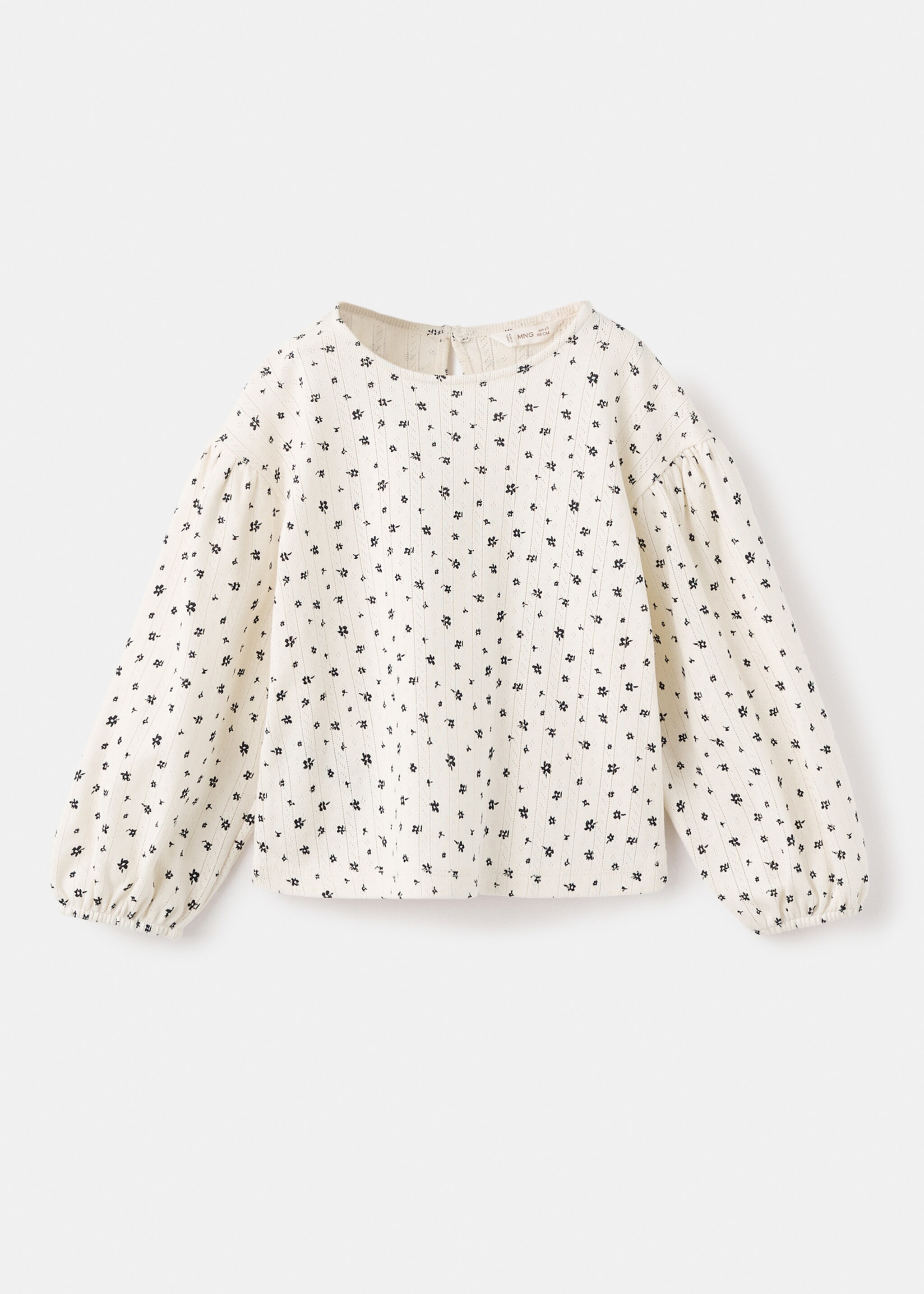 Floral ribbed T-shirt - Article without model, Off White. Ref: 17005176-00.