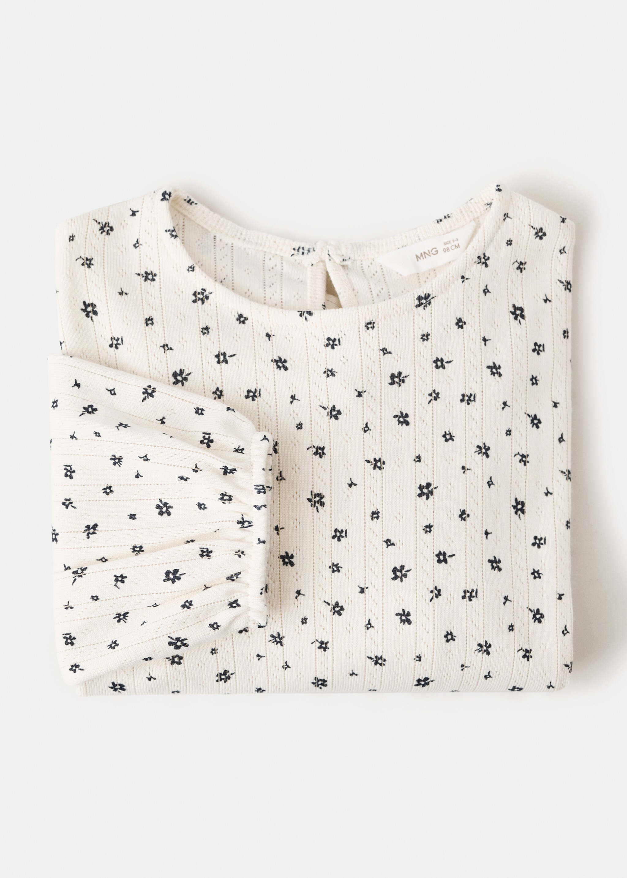 Floral ribbed T-shirt - Details of the article 0, Off White. Ref: 17005176-00.