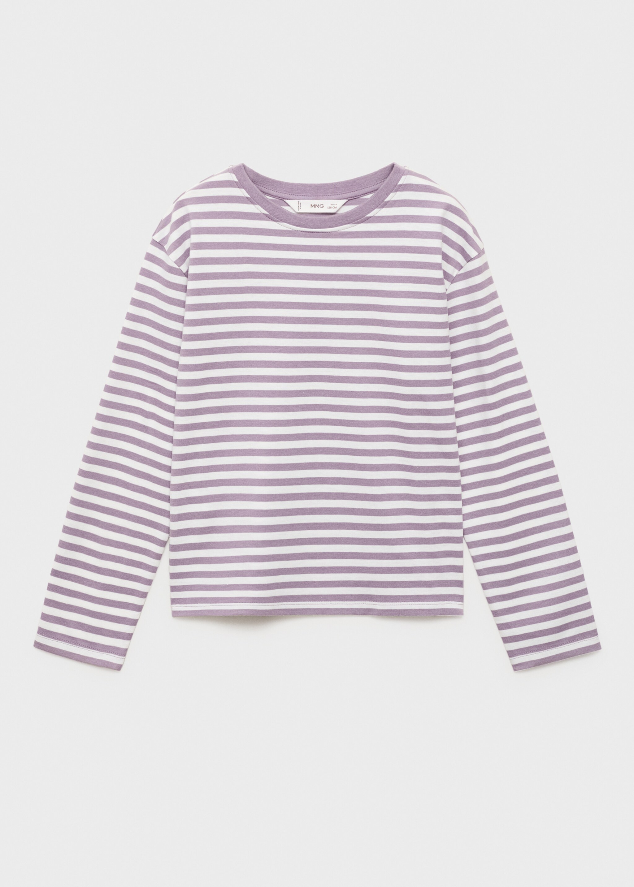 Striped cotton T-shirt - Article without model, Light/Pastel Purple. Ref: 17005177-00.