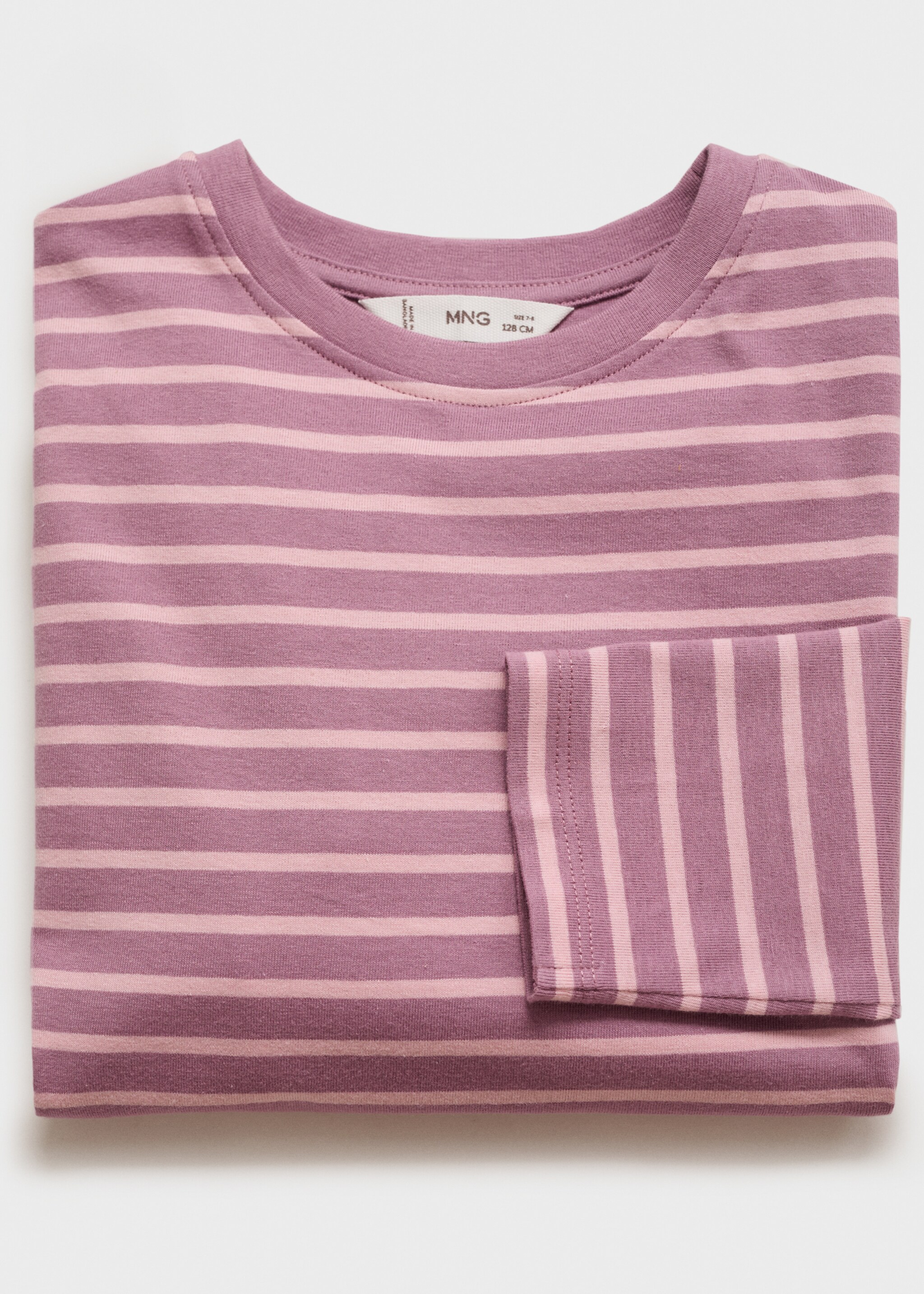 Gestreiftes Baumwoll-Shirt - Detail des Artikels 8, Rosa. Ref: 17005177-00.