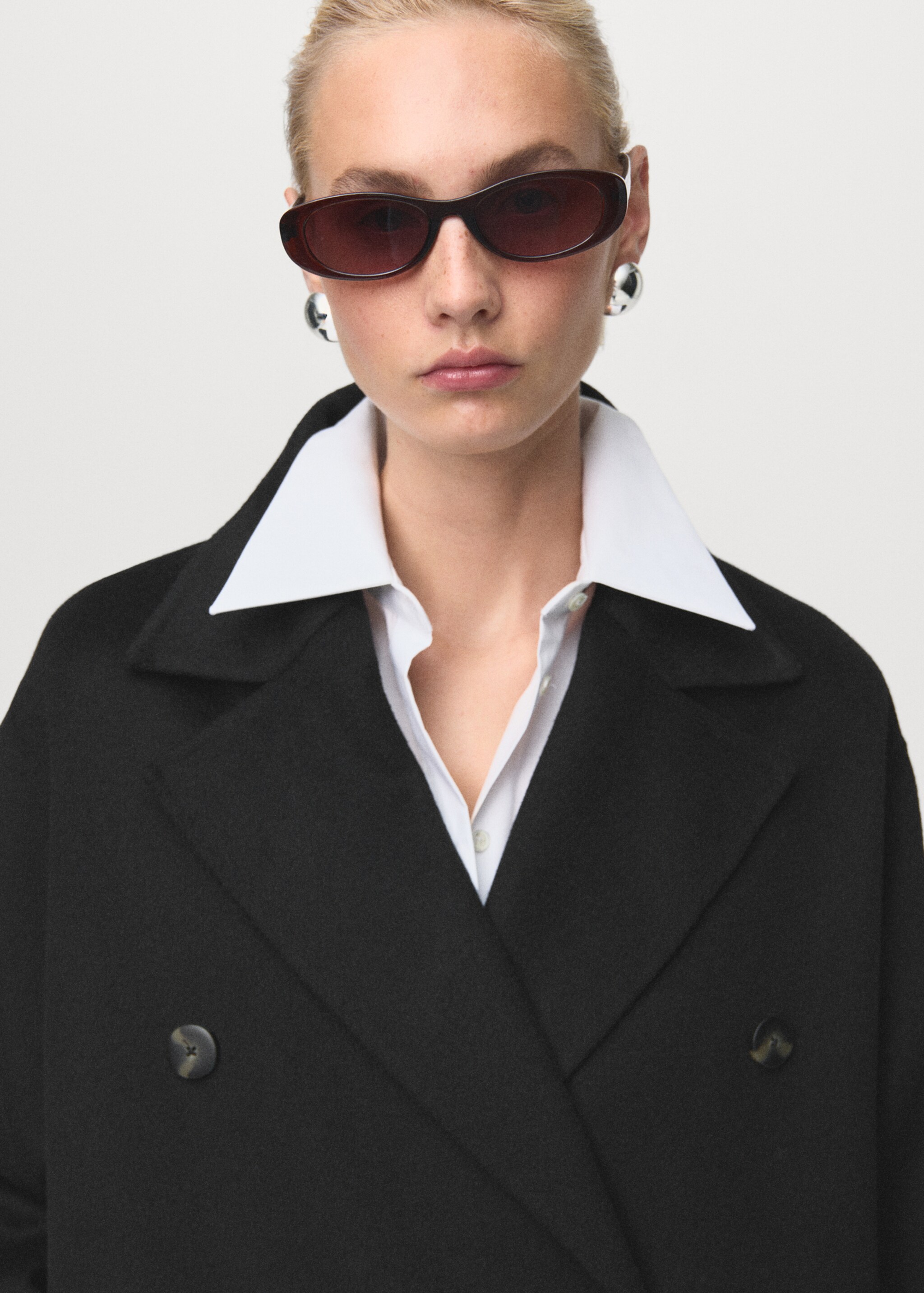 Handmade oversized wool coat - Details of the article 1, Black. Ref: 17005793-00.