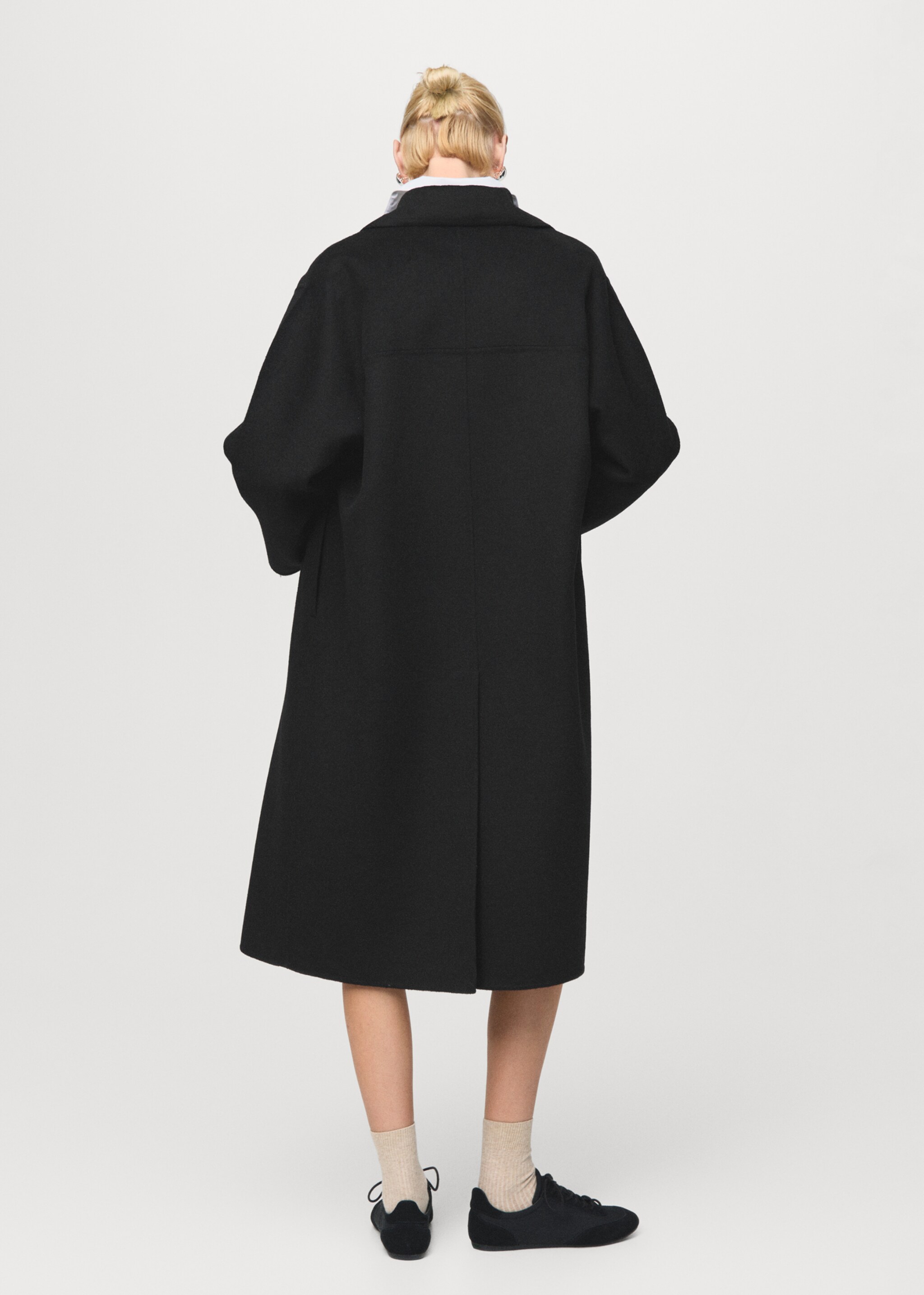 Handmade oversized wool coat - Reverse of the article, Black. Ref: 17005793-00.