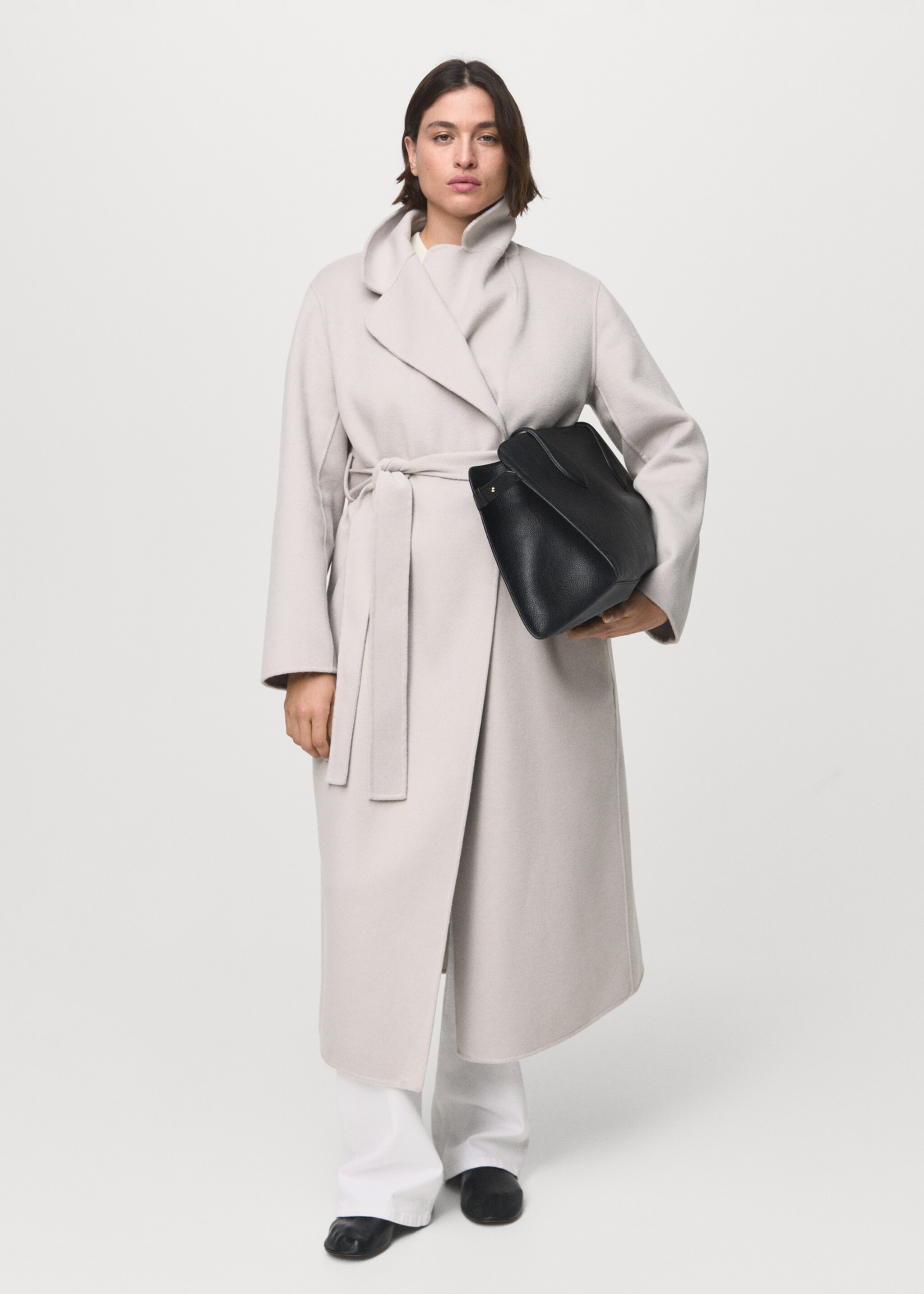 Wool coat with handmade belt - Details of the article 3, Ice Grey. Ref: 17005794-00.