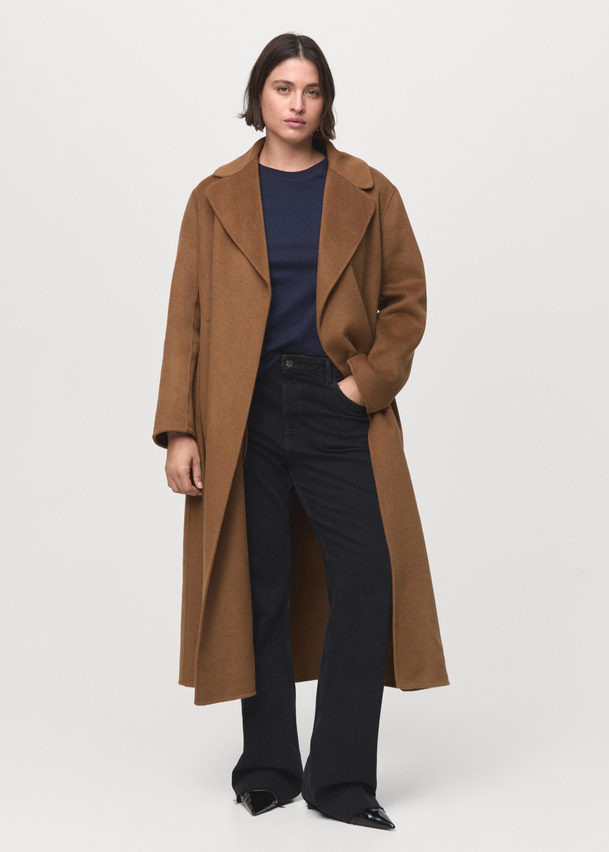 Wool coat with handmade belt - Details of the article 3, Medium Brown. Ref: 17005795-00.