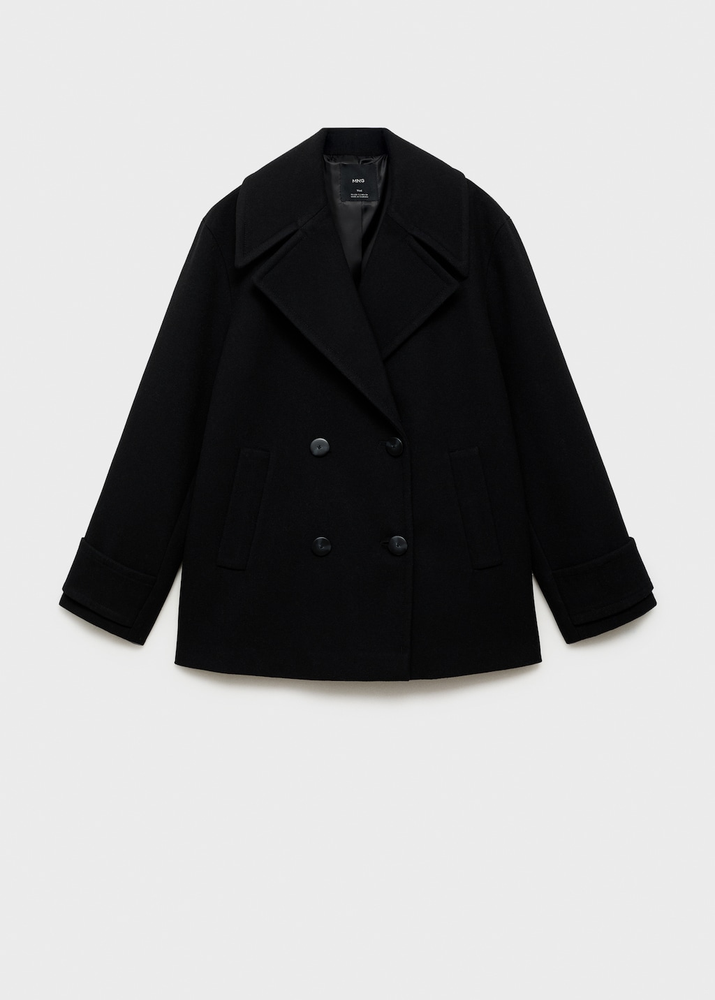 Mango Double-breasted wool-blend coat