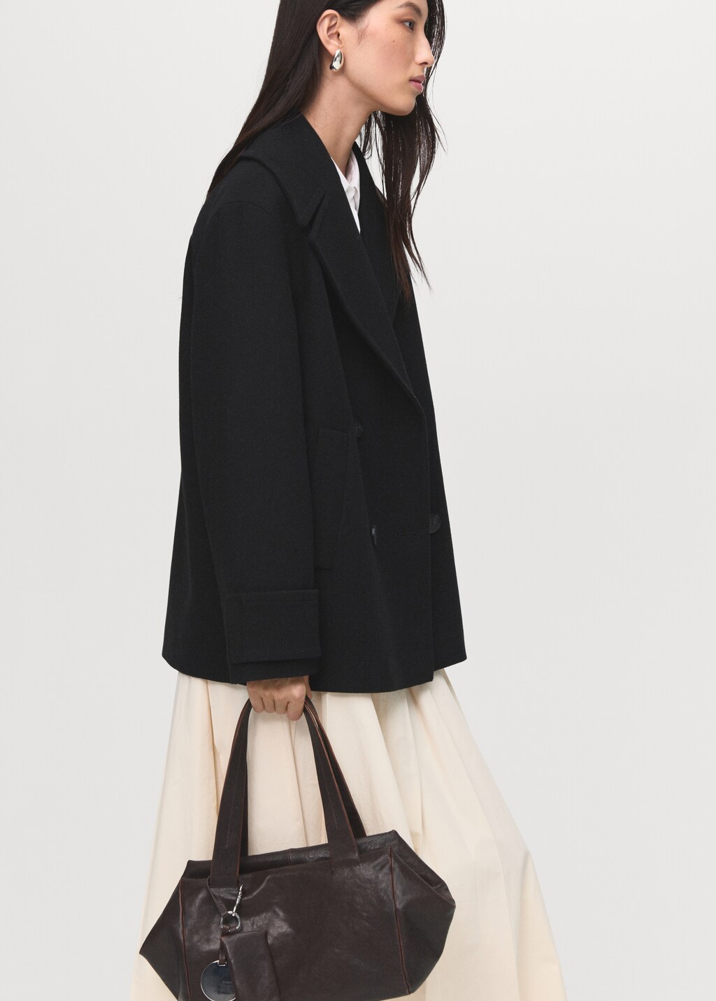 Mango Double-breasted wool-blend coat