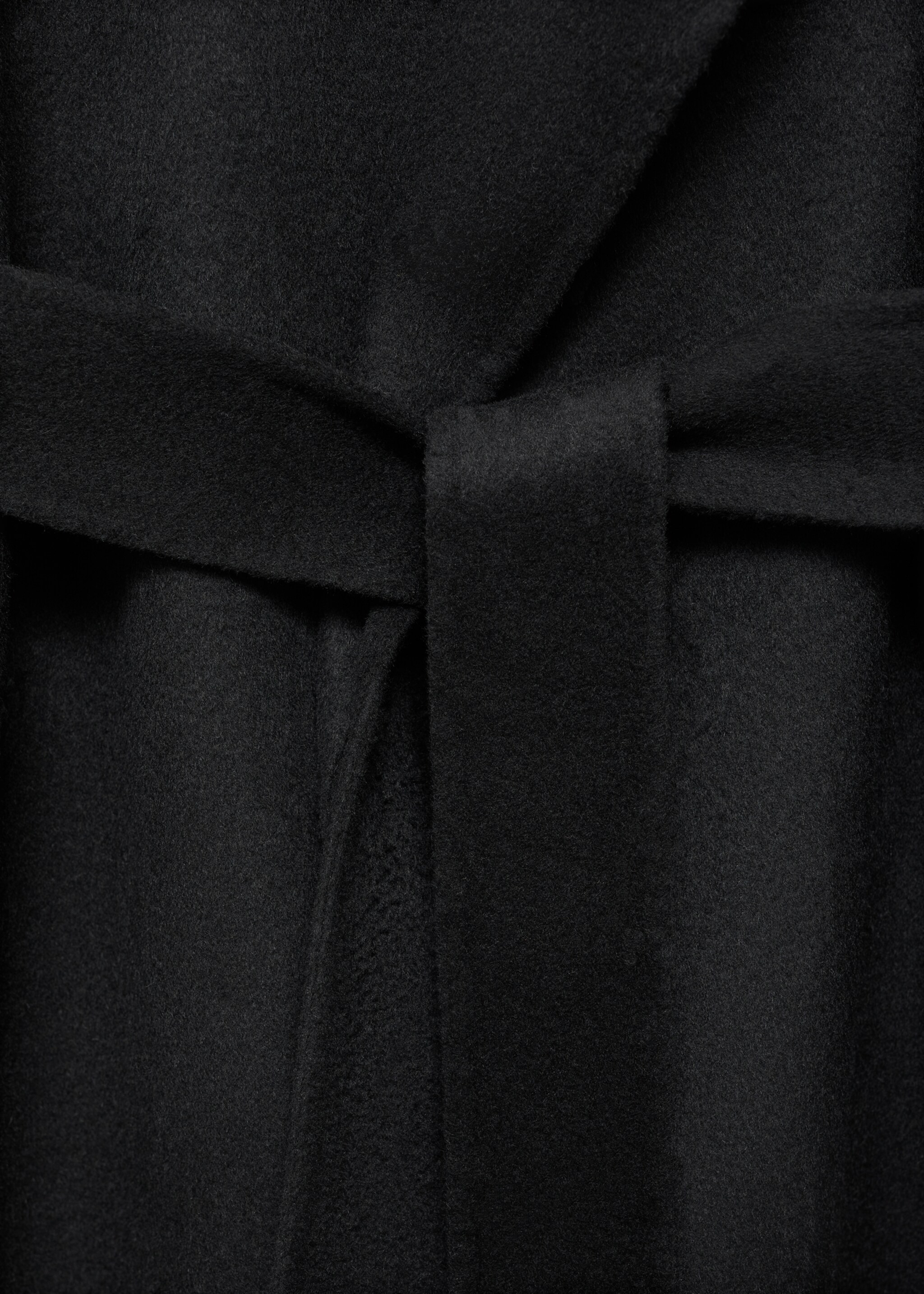 Wool coat with handmade belt - Details of the article 8, Black. Ref: 17005798-00.