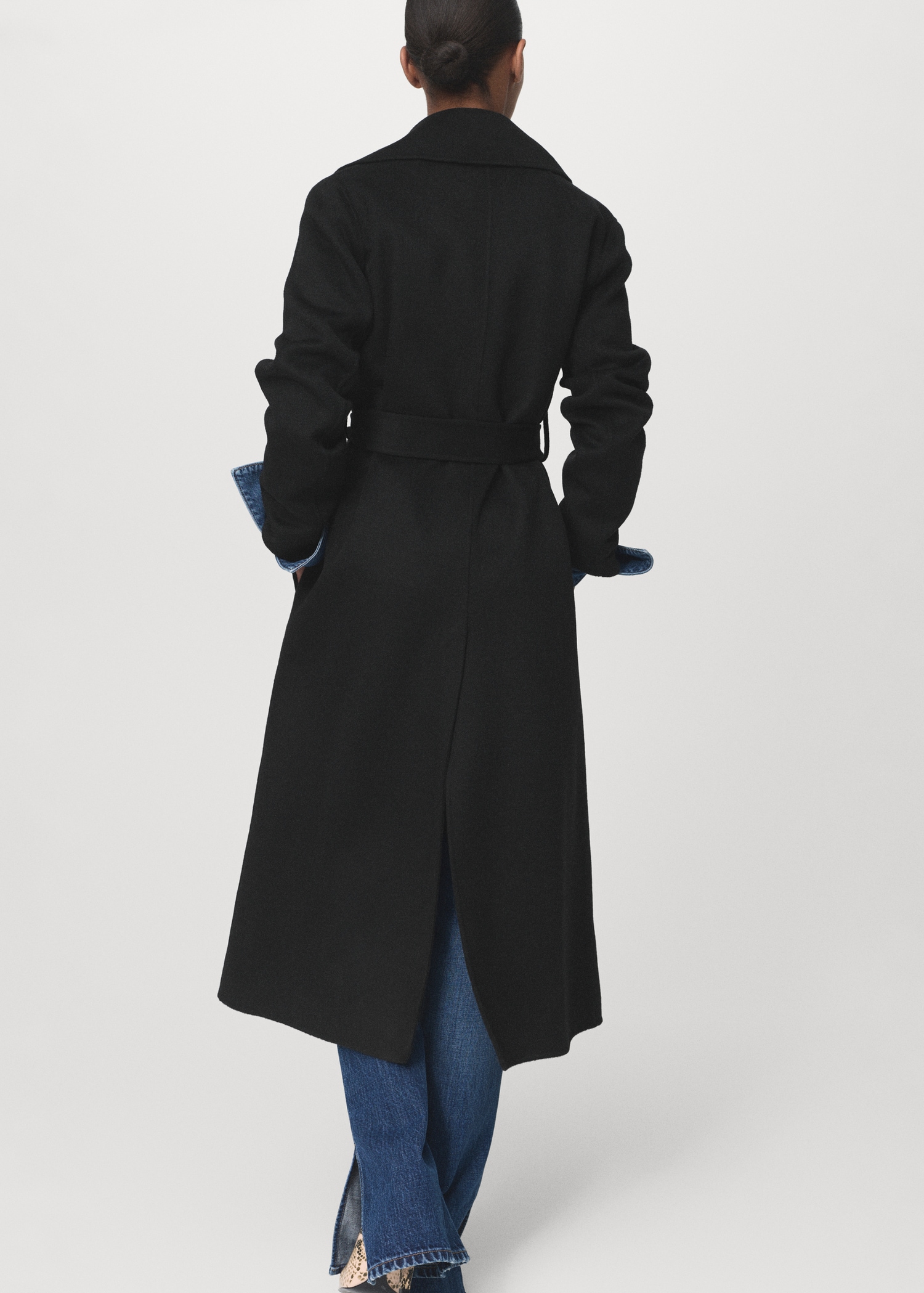 Wool coat with handmade belt - Women | MANGO USA