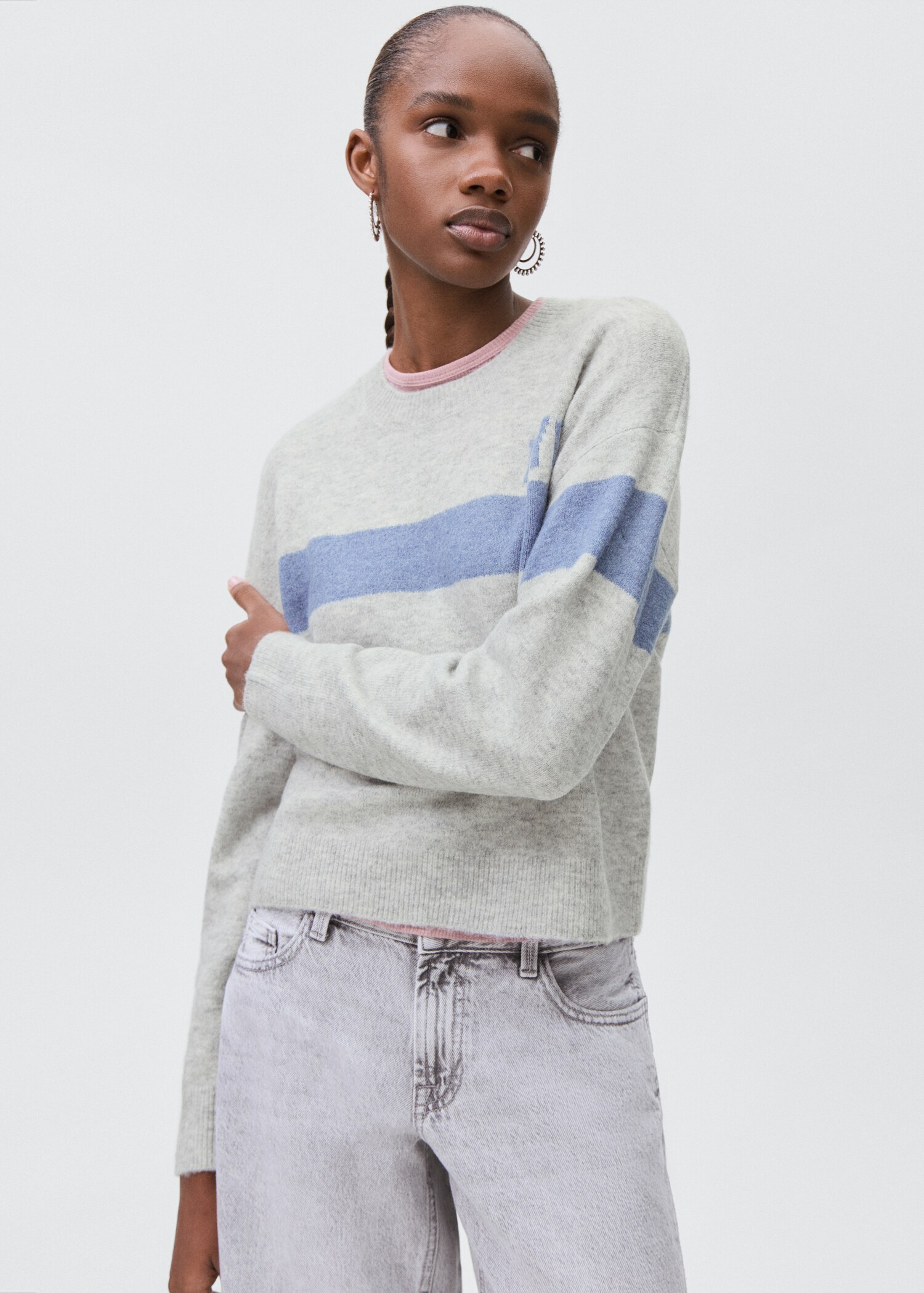Knit embroidered sweater - Medium plane