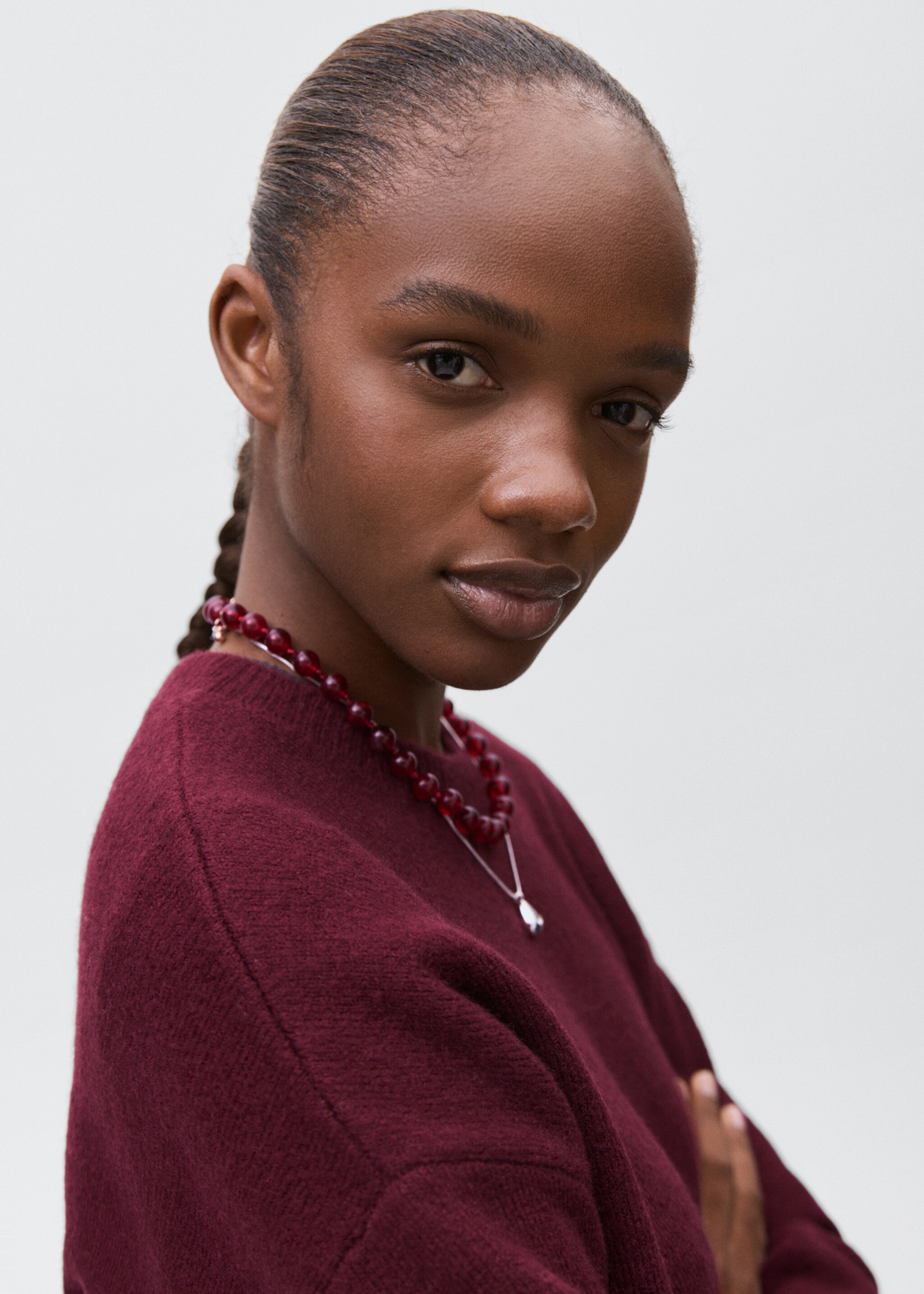 Star knitted sweater - Details of the article 1, Burgundy. Ref: 17005801-00.