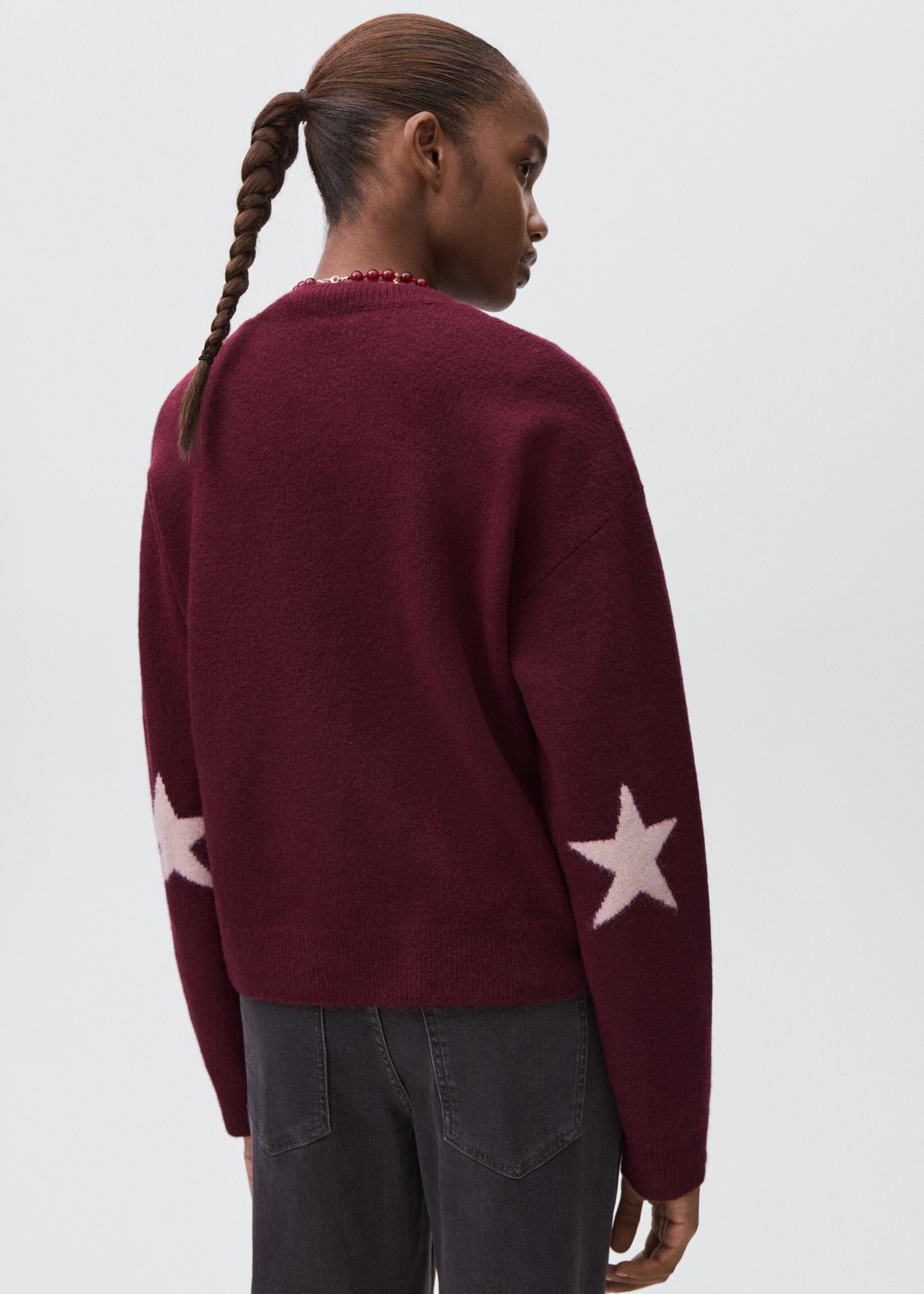 Star knitted sweater - Reverse of the article, Burgundy. Ref: 17005801-00.