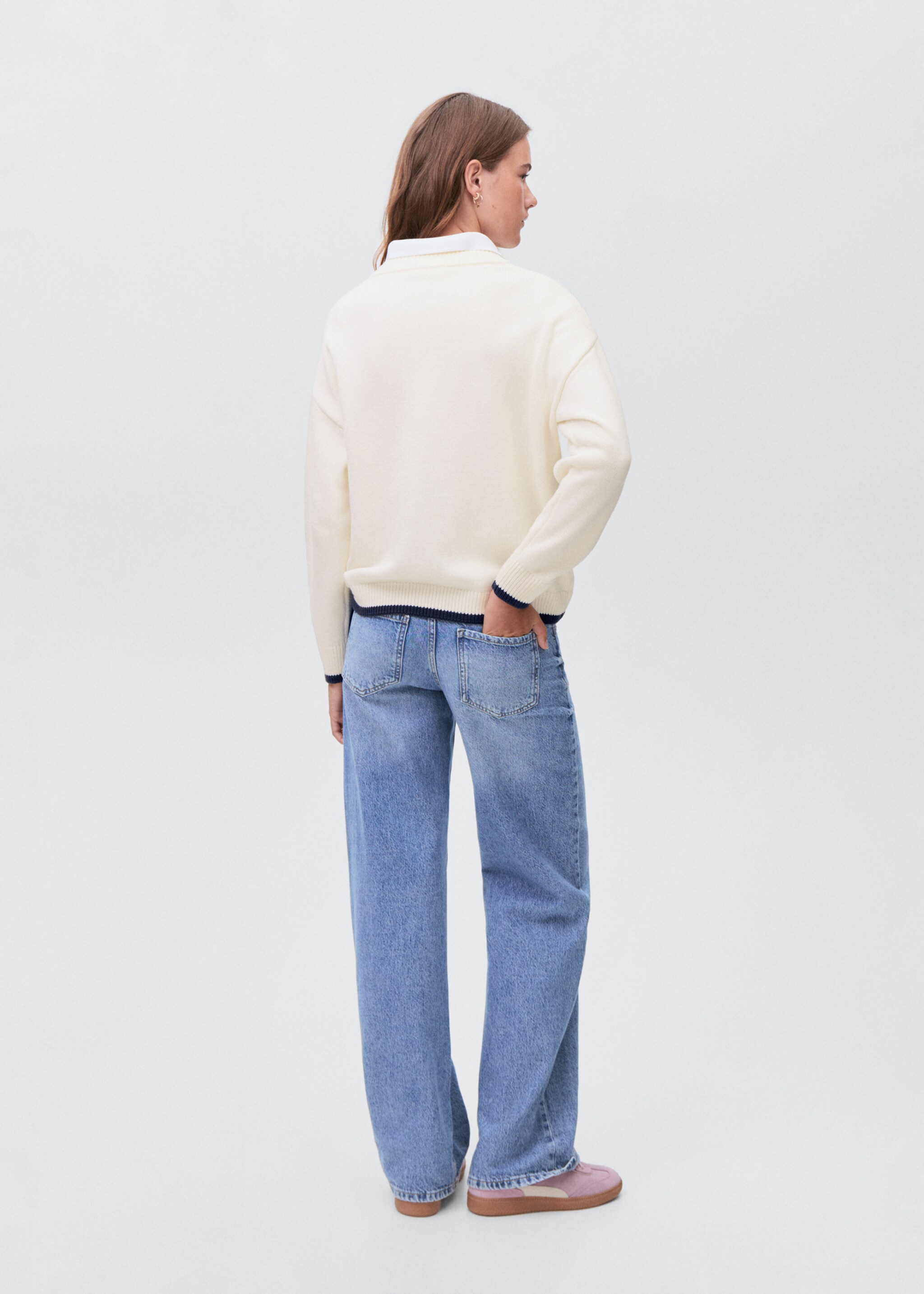 Knit embroidered sweater - Reverse of the article, White. Ref: 17005805-00.