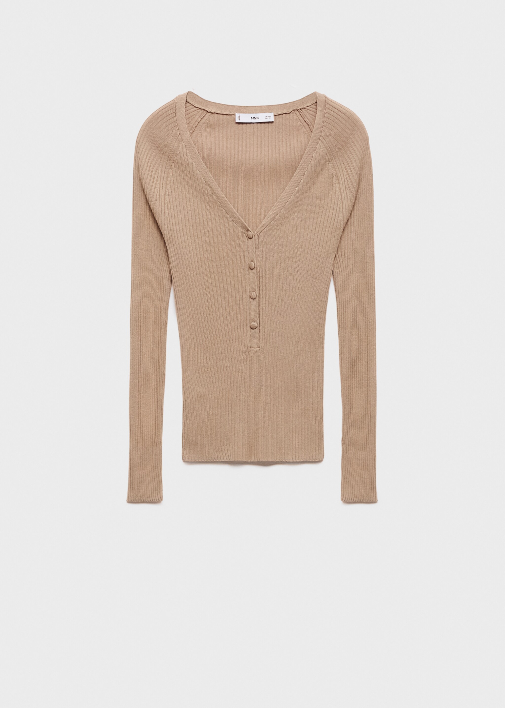 V-neck ribbed knit sweater - Article without model, Light/Pastel Grey. Ref: 17005810-00.