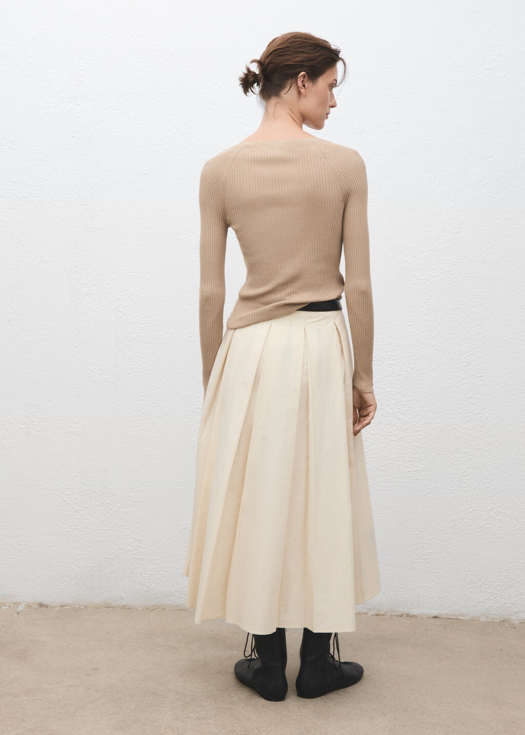 Mango V-neck ribbed knit sweater