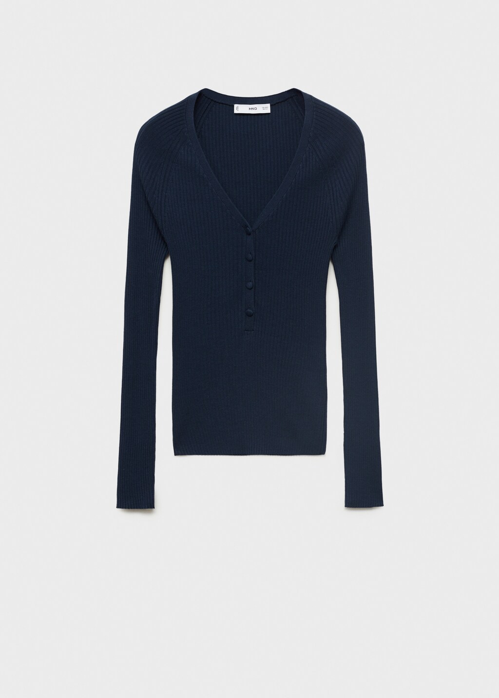 Mango V-neck ribbed knit sweater