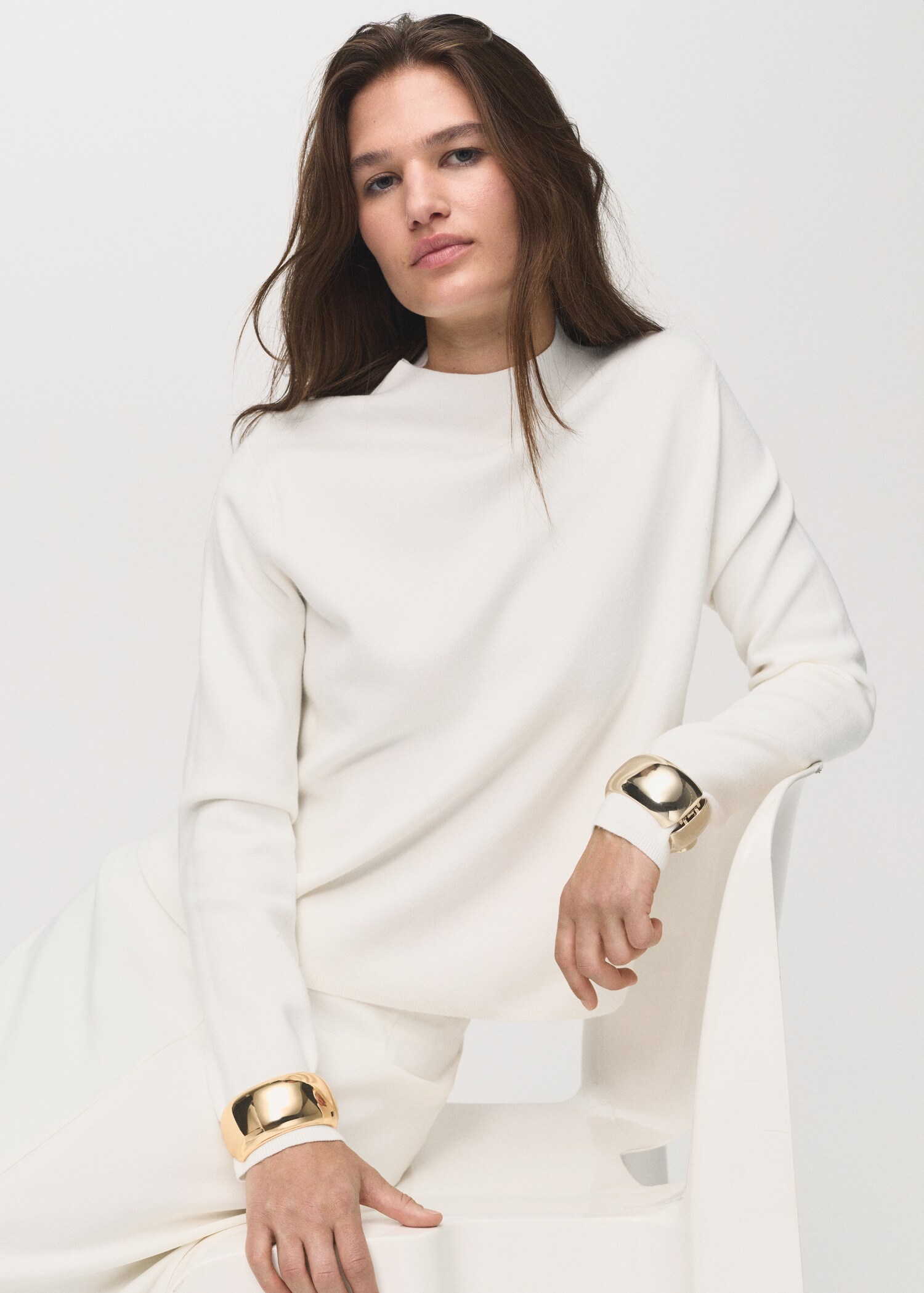 Knitted sweater with perkins neck - Details of the article 2