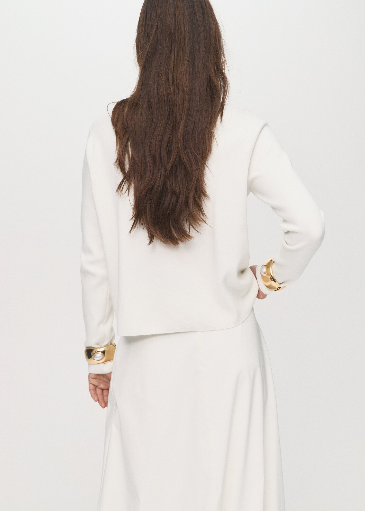 Knitted sweater with perkins neck - Reverse of the article
