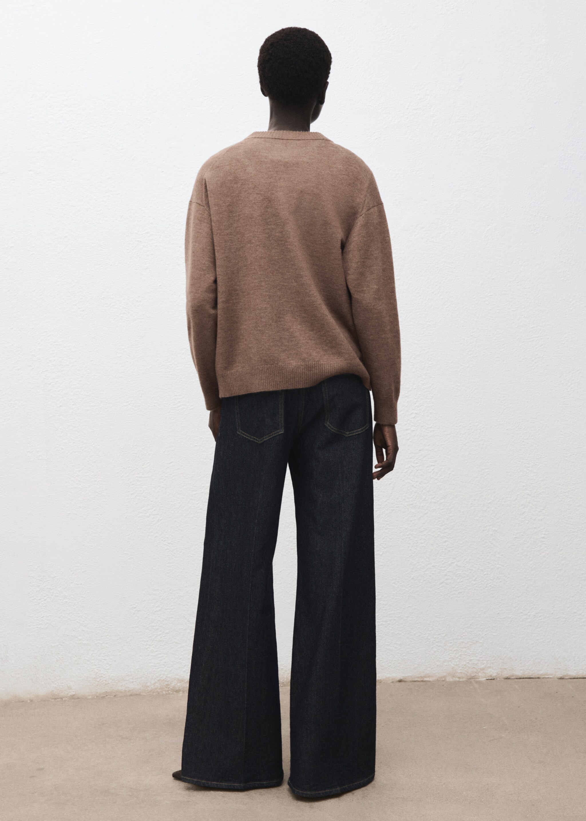 Oversized sweater with ribbed trim - Reverse of the article, Medium Brown. Ref: 17005812-00.