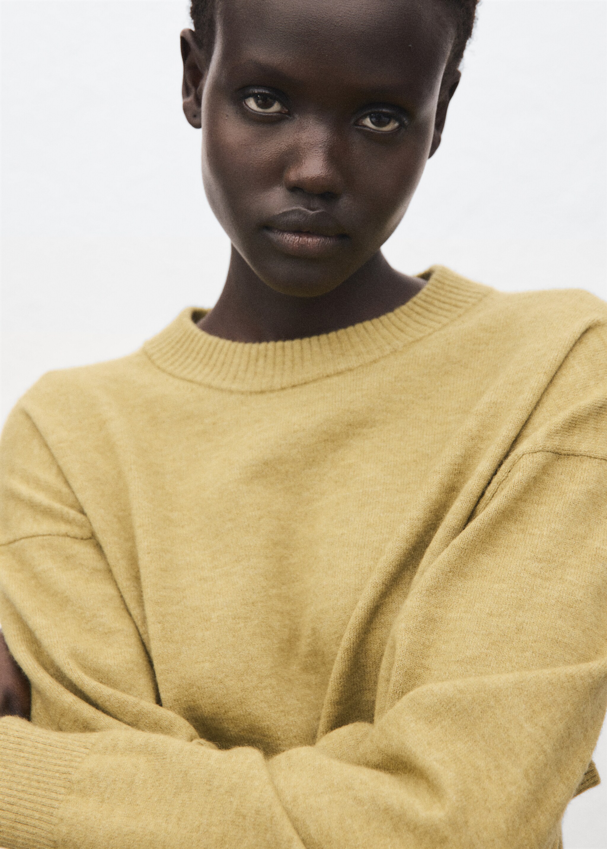 Oversized sweater with ribbed trim - Details of the article 1, Green. Ref: 17005812-00.