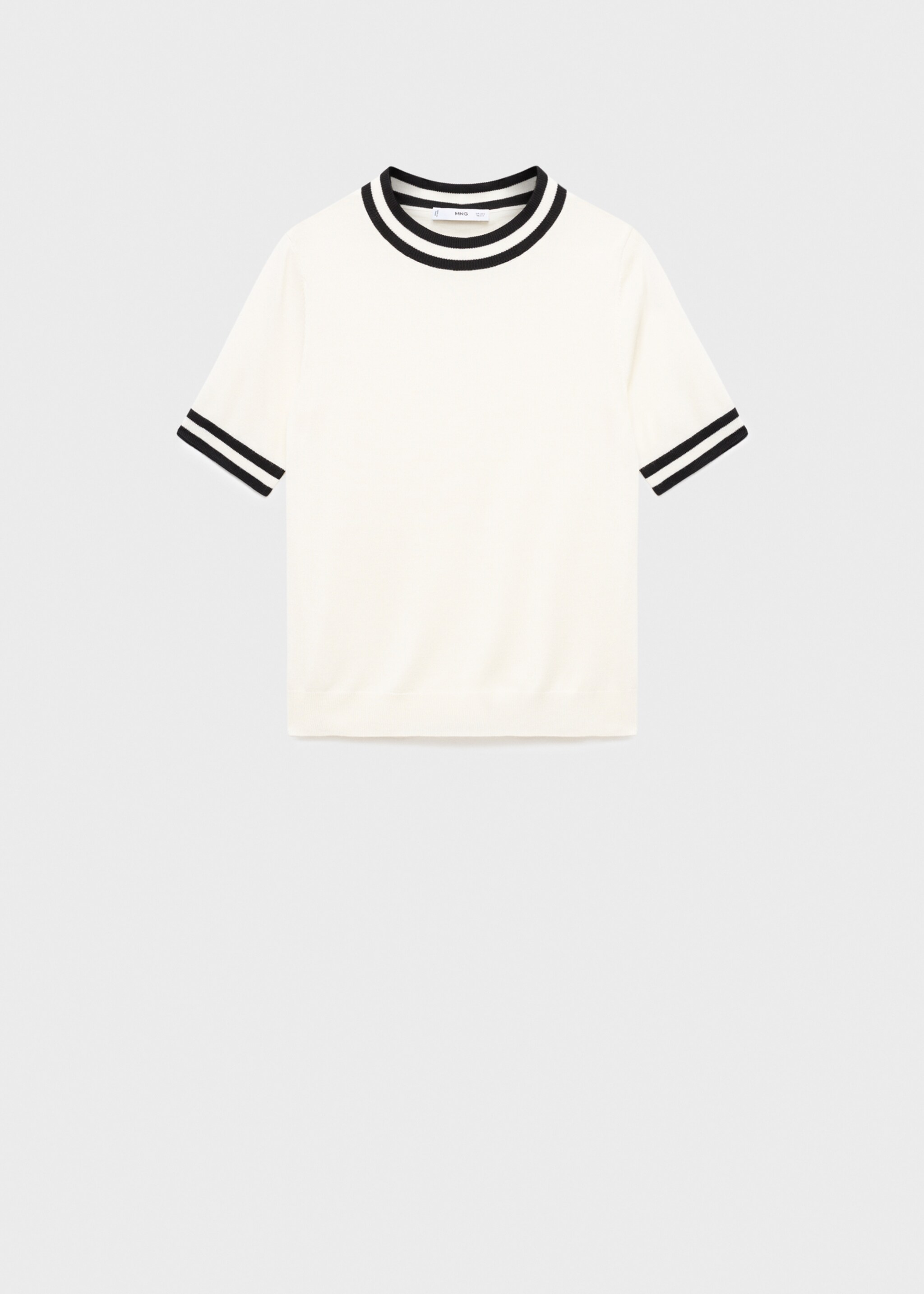 Short-sleeved sweater with contrasting stripes - Article without model, Ecru. Ref: 17005813-00.