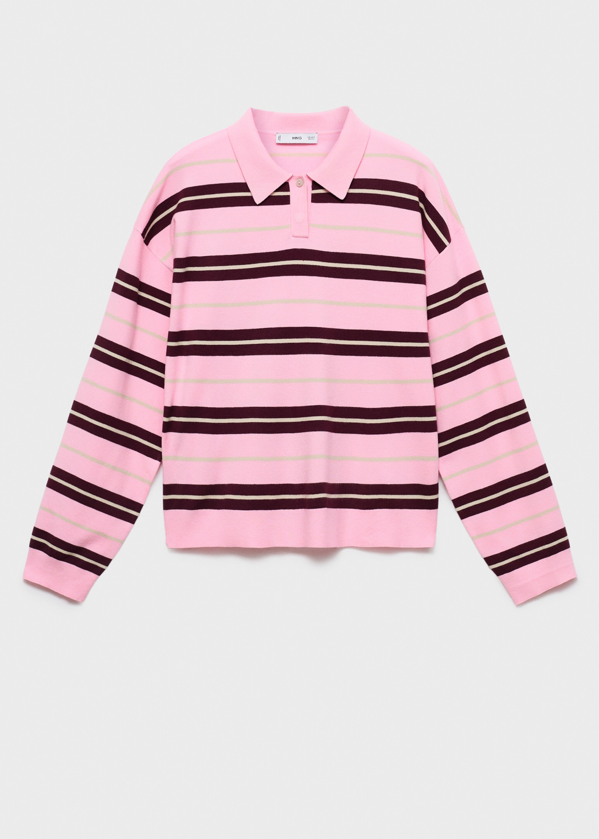 Striped polo-neck sweater - Article without model, Pink. Ref: 17005814-00.