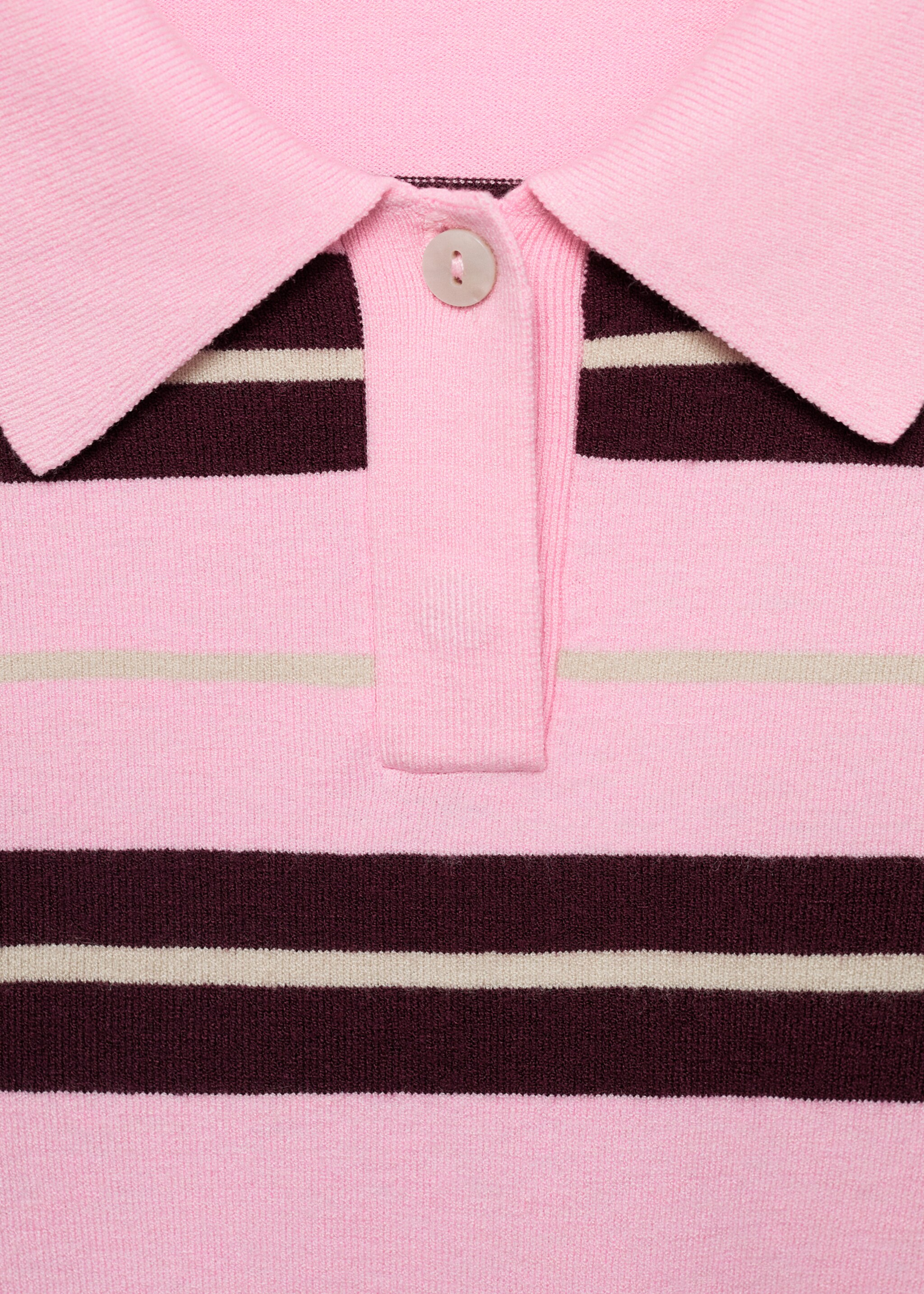 Striped polo-neck sweater - Details of the article 8, Pink. Ref: 17005814-00.