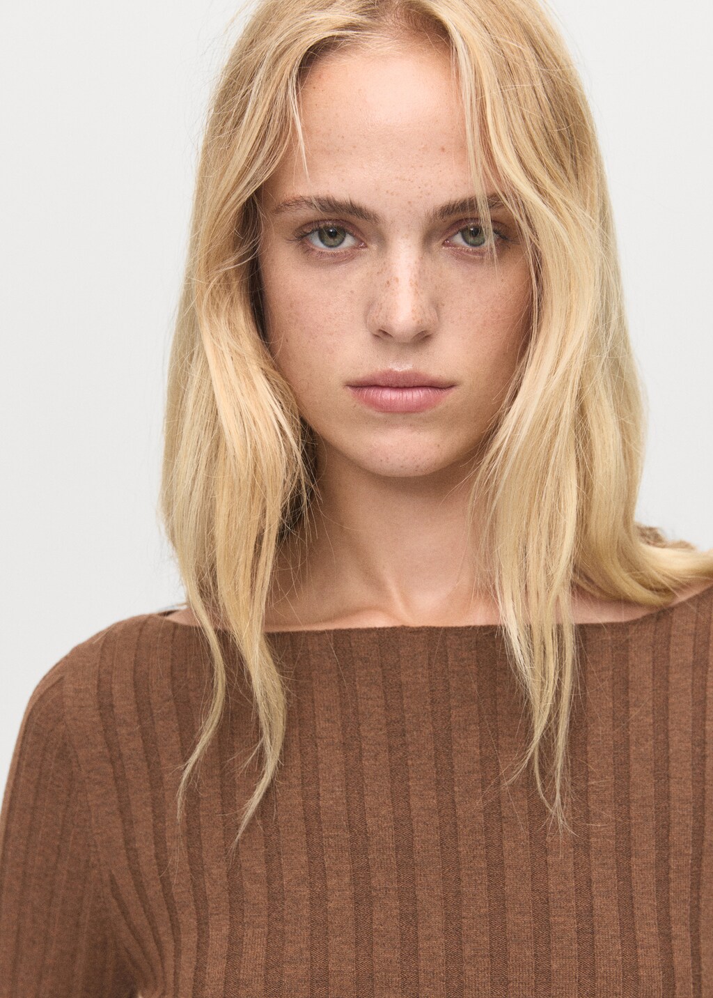 Mango Boat neck ribbed sweater