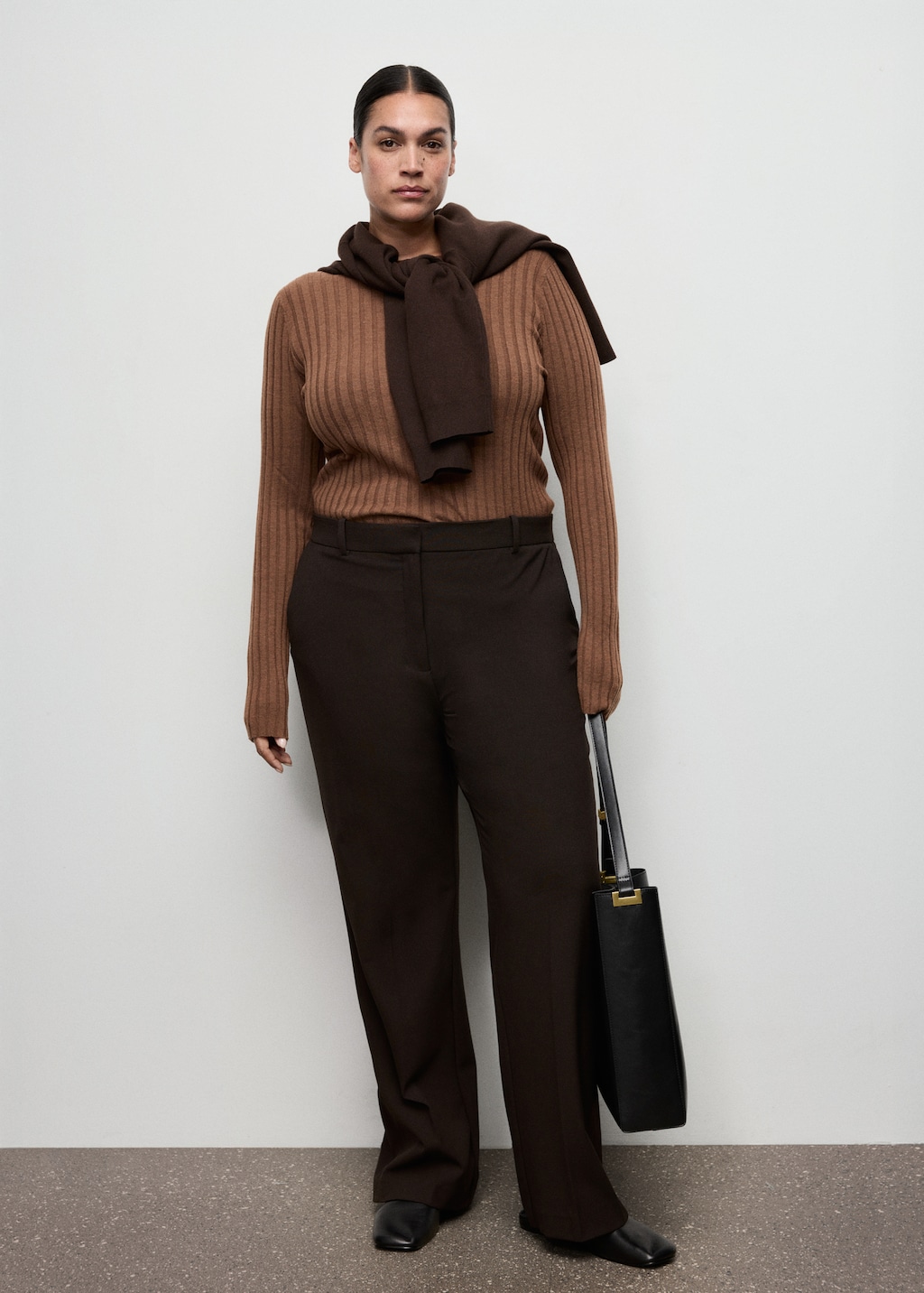 Mango Boat neck ribbed sweater