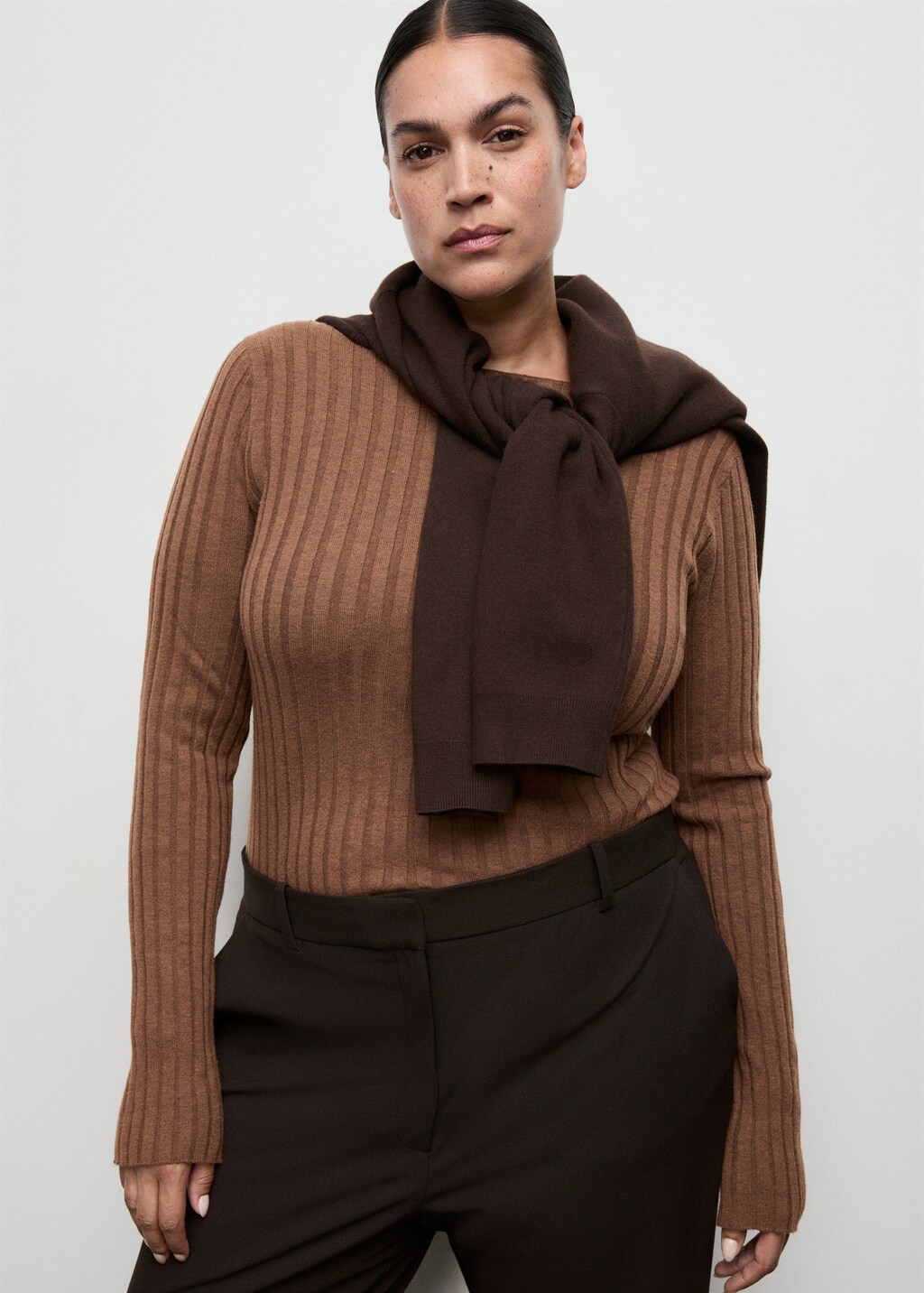Mango Boat neck ribbed sweater