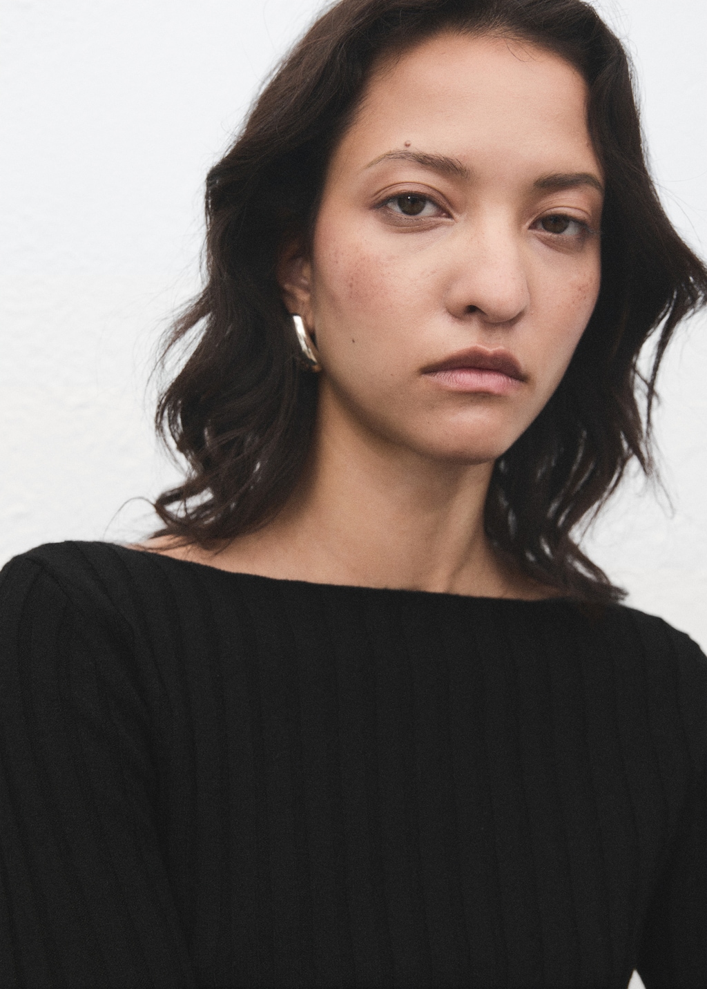 Mango Boat neck ribbed sweater