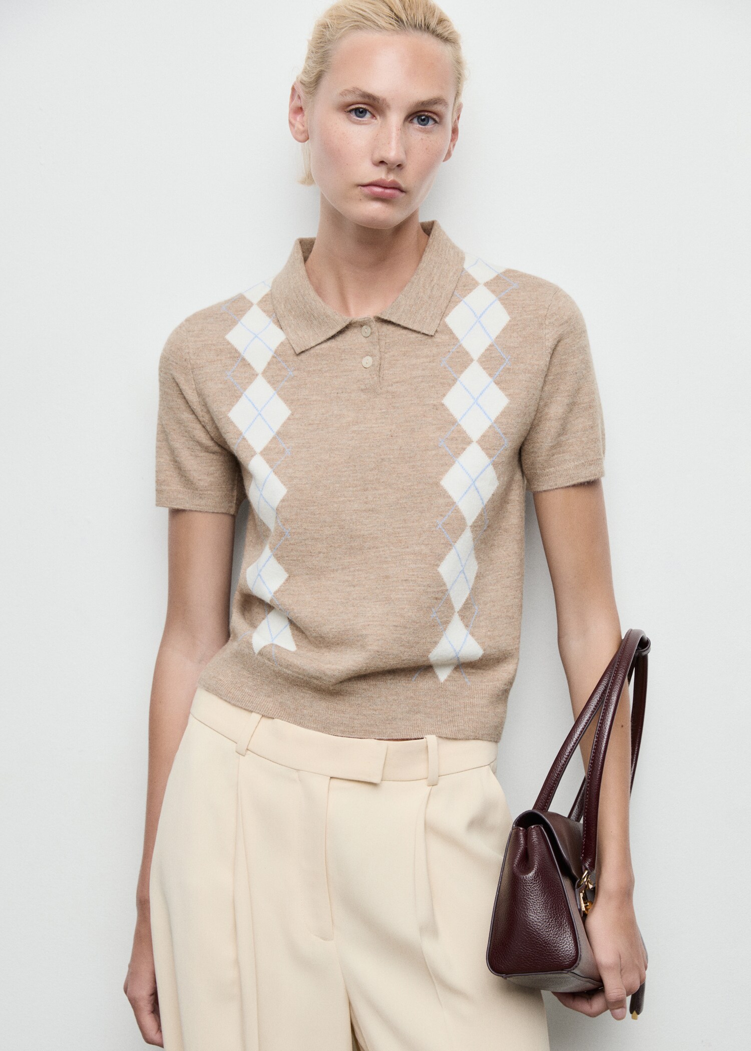 Pull-over losanges col polo - Plan moyen