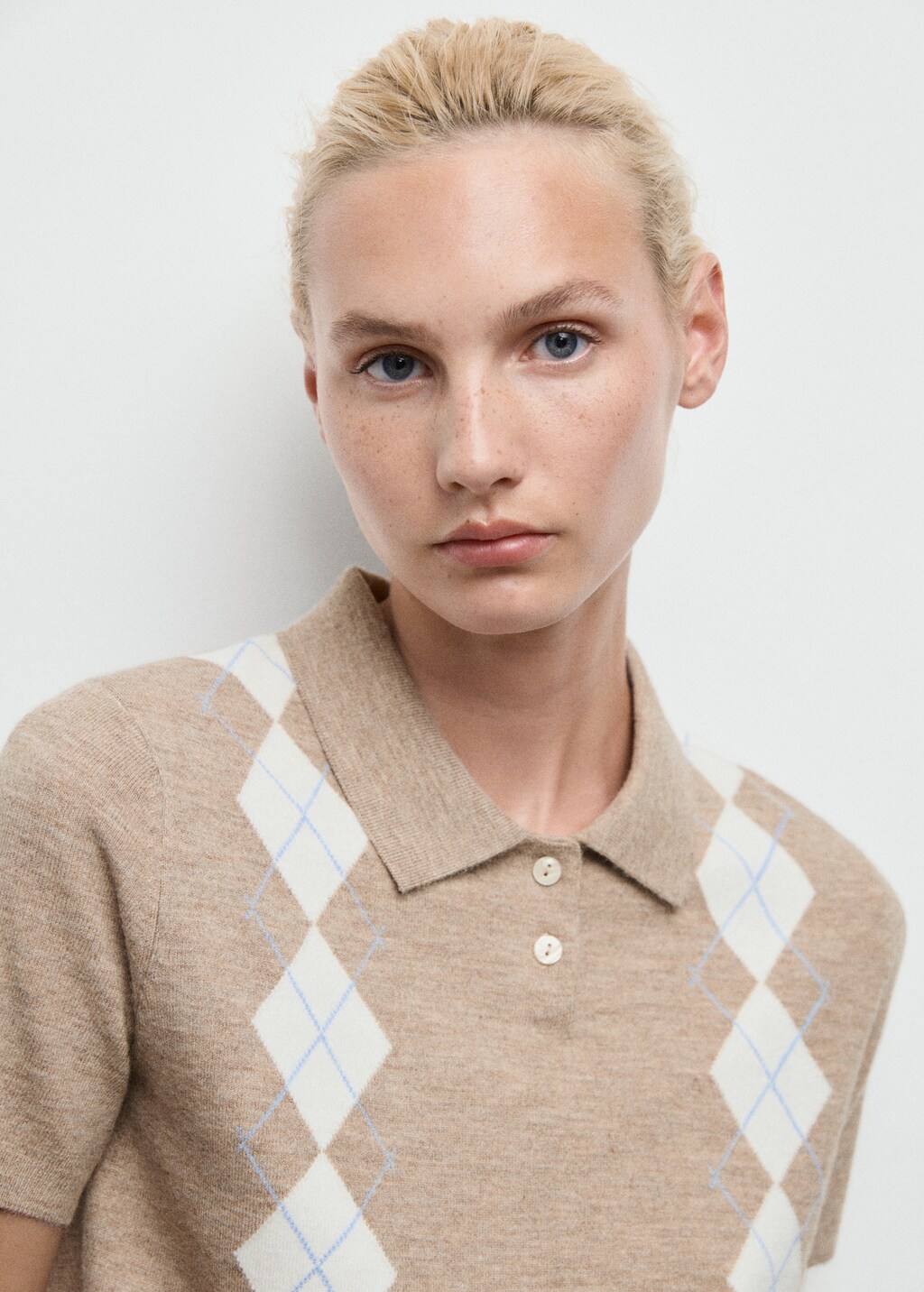 Argyle polo neck sweater