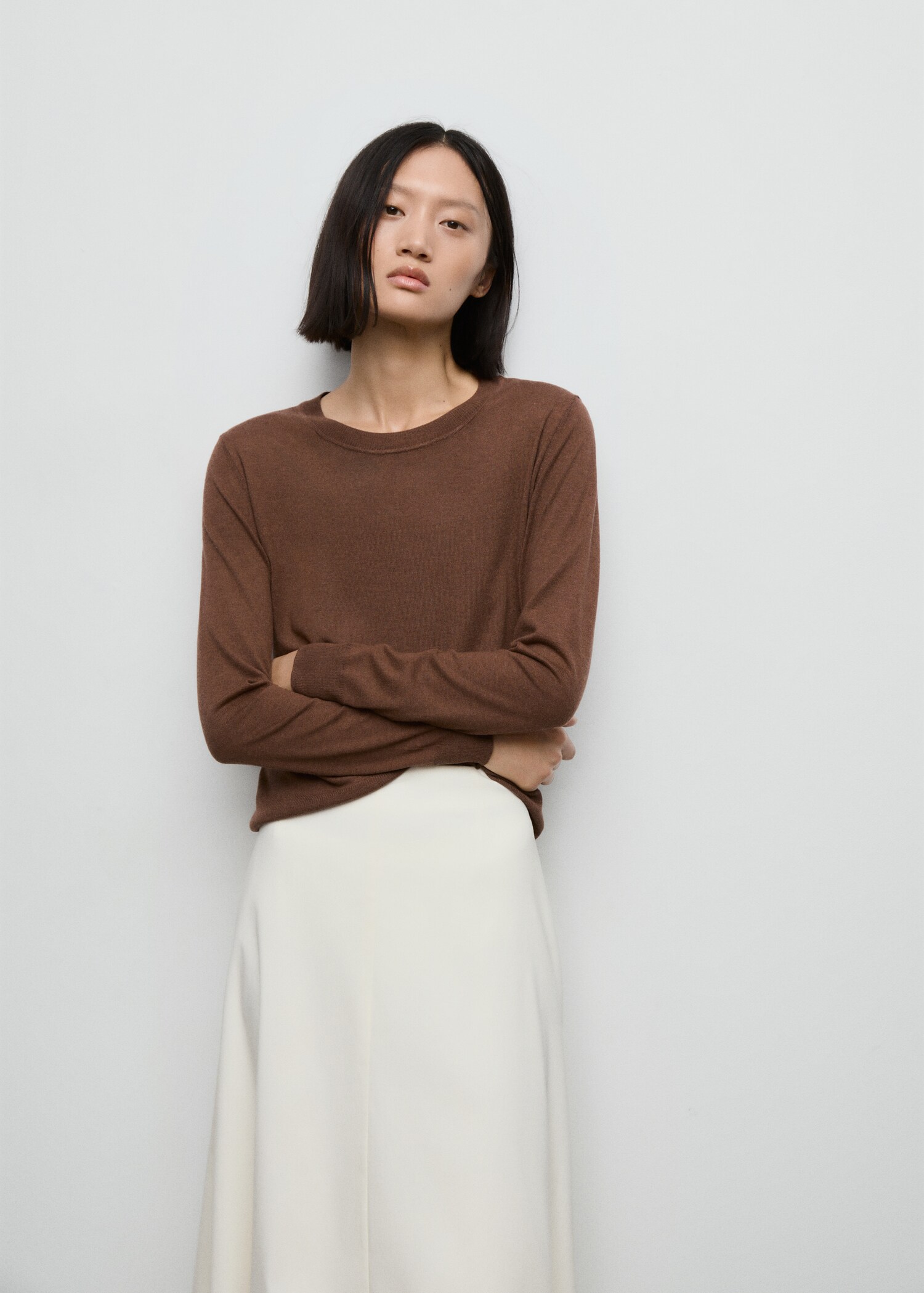 Fine-knit crew-neck sweater - Medium plane