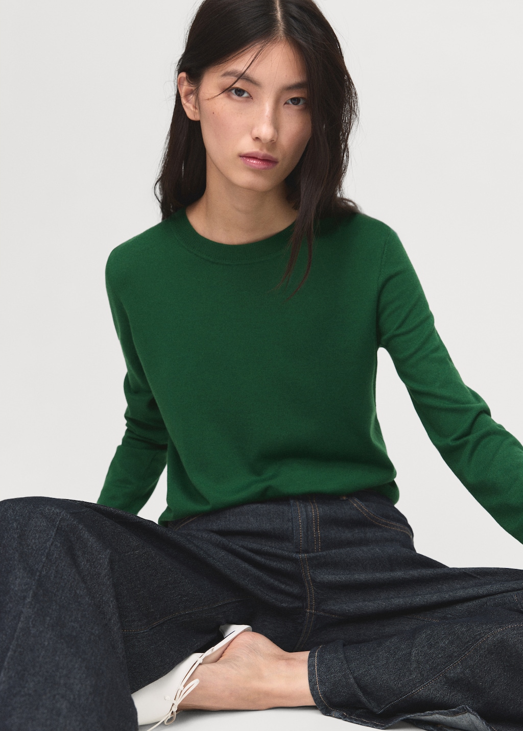 Fine-knit crew-neck sweater