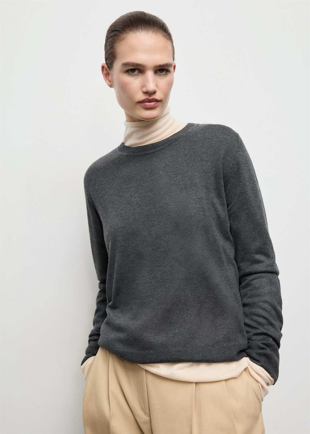 Mango Fine-knit crew-neck sweater