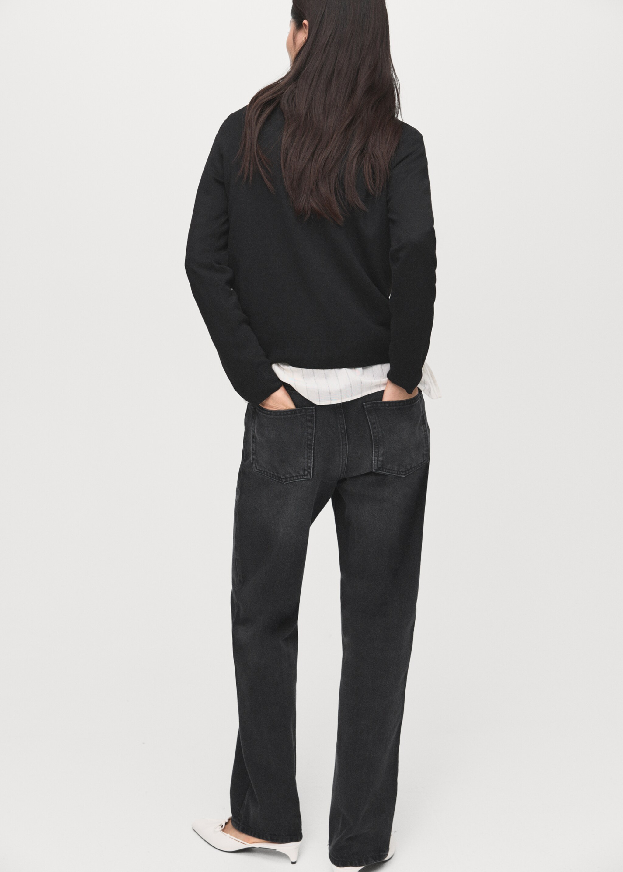 Pull-over maille fine col rond - Verso de l’article, Noir. Ref: 17005817-00.