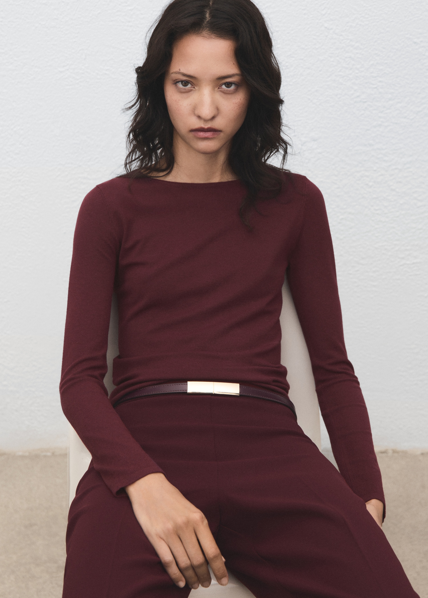 Long-sleeved fine-knit sweater - Medium plane