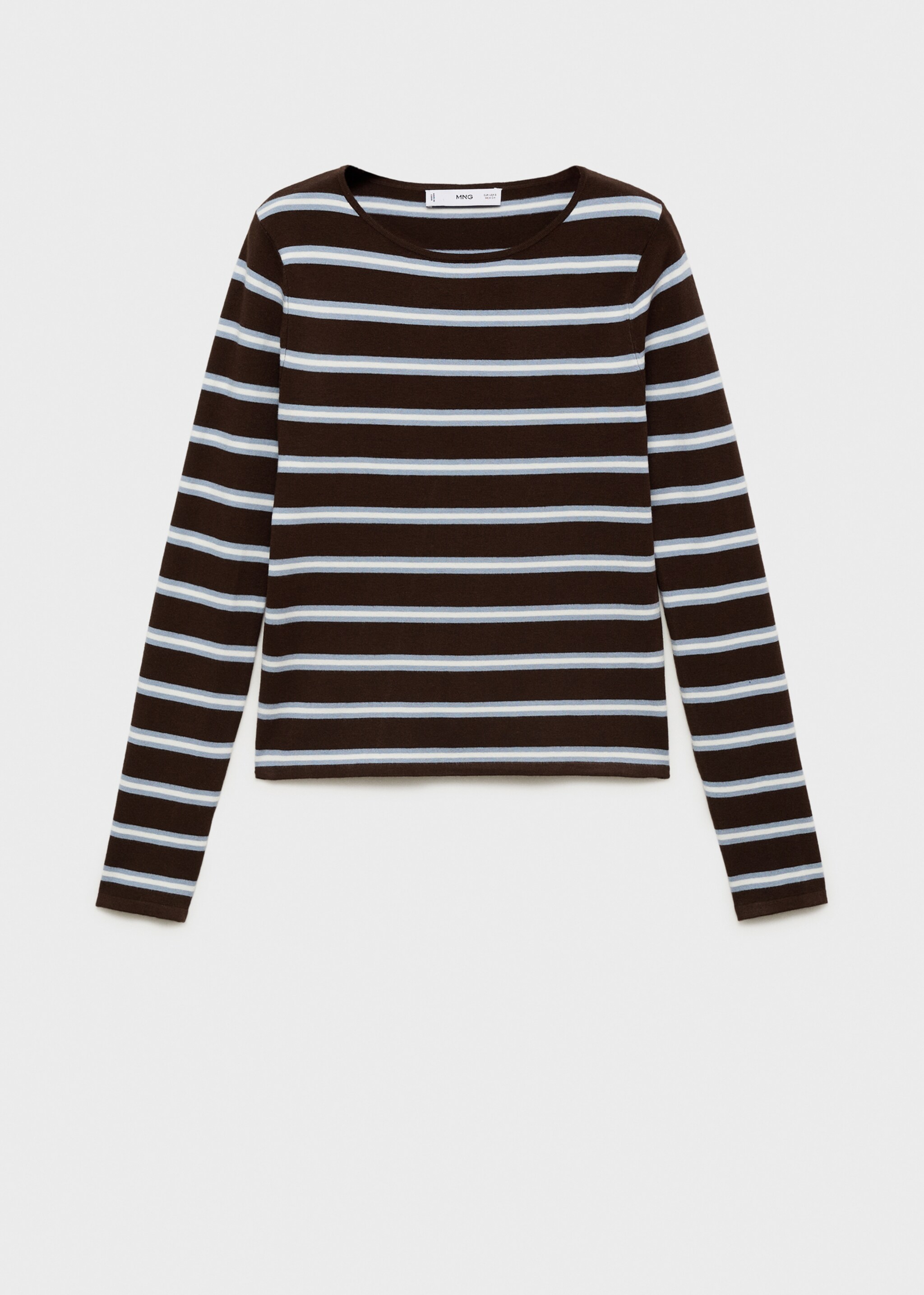 Striped fine knit sweater - Article without model, Chocolate. Ref: 17005820-00.