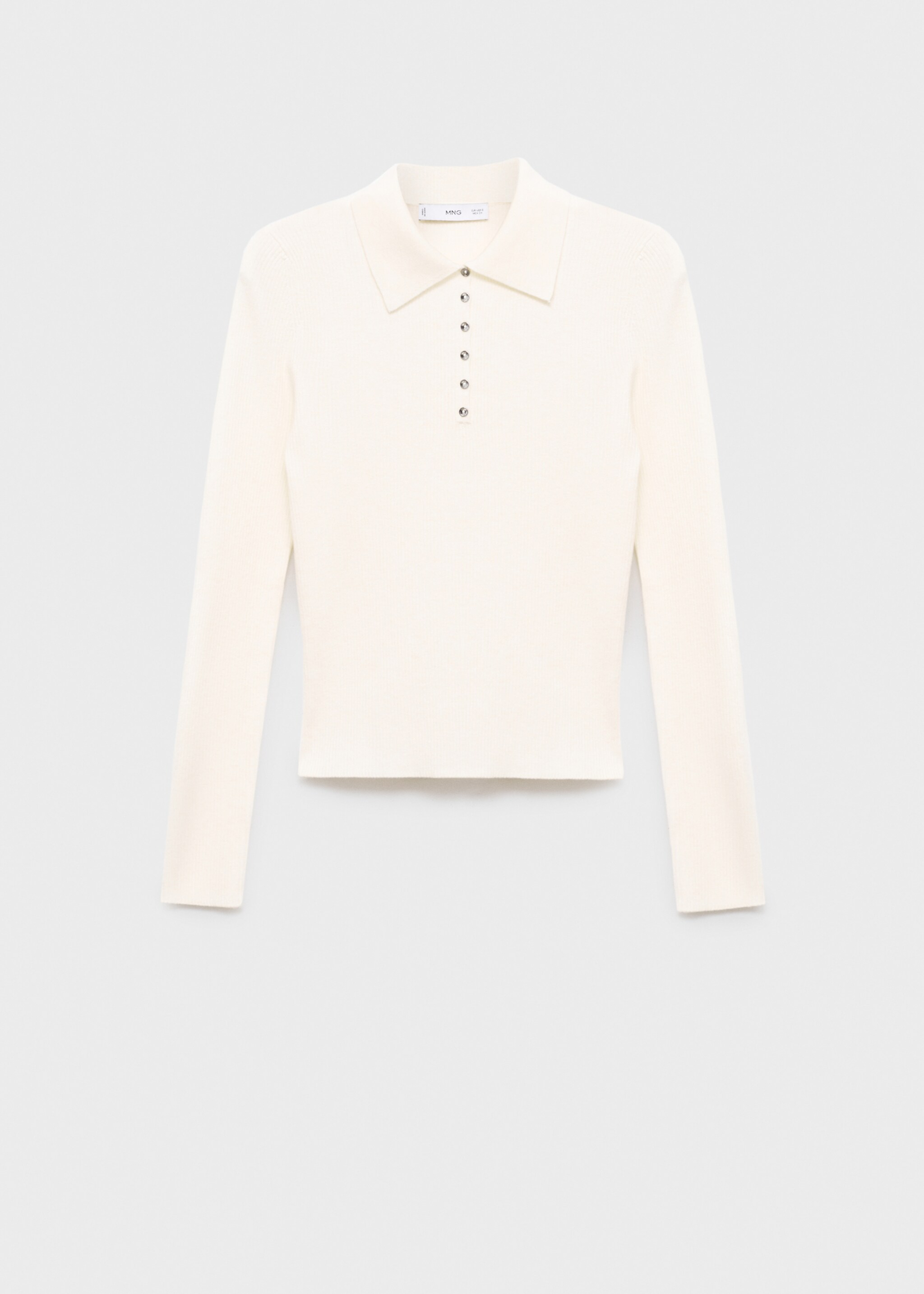 Pull-over maille côtelée col polo - Article sans modèle, Écru. Ref: 17005822-00.