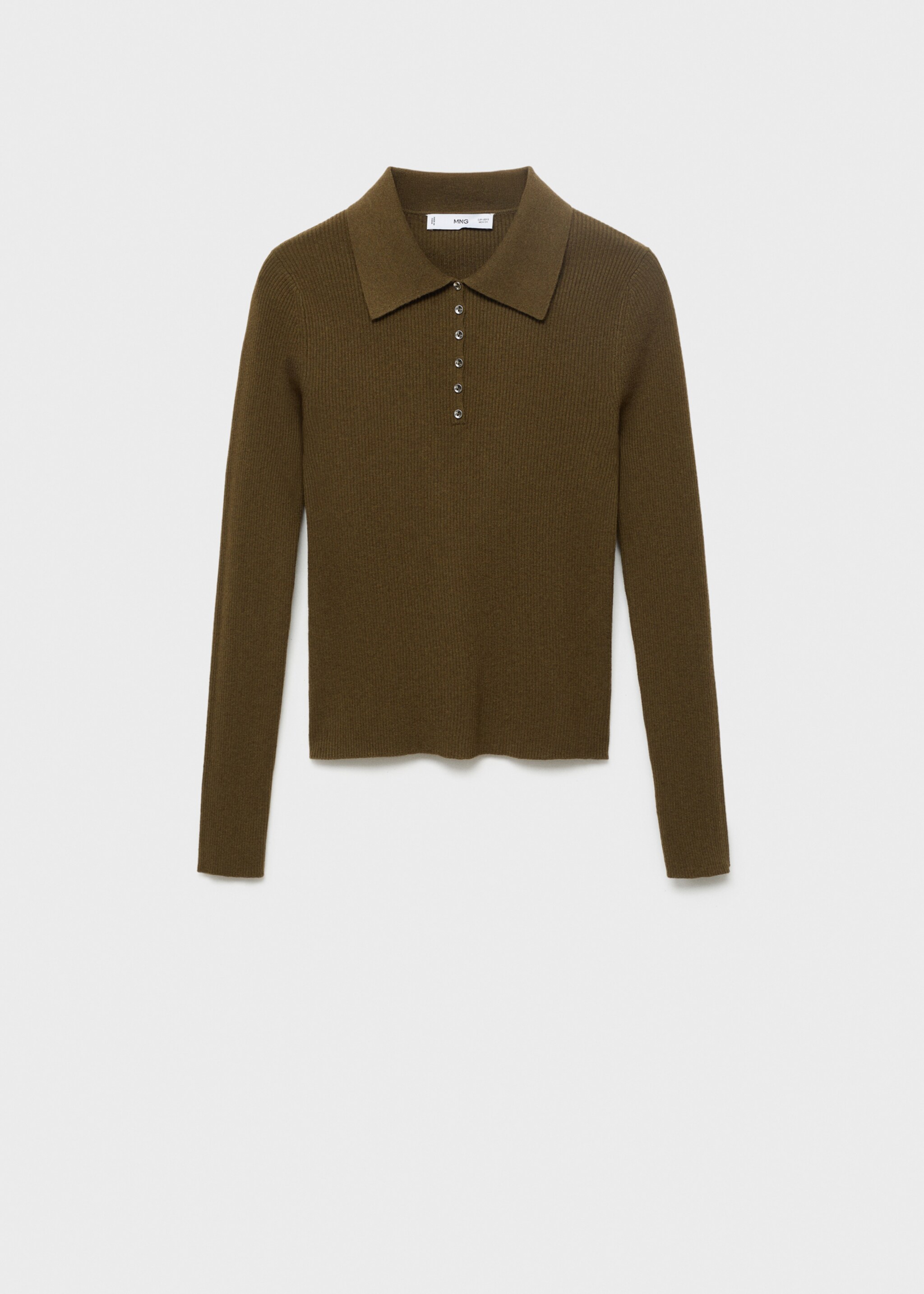 Polo-neck ribbed sweater - Article without model, Khaki. Ref: 17005822-00.