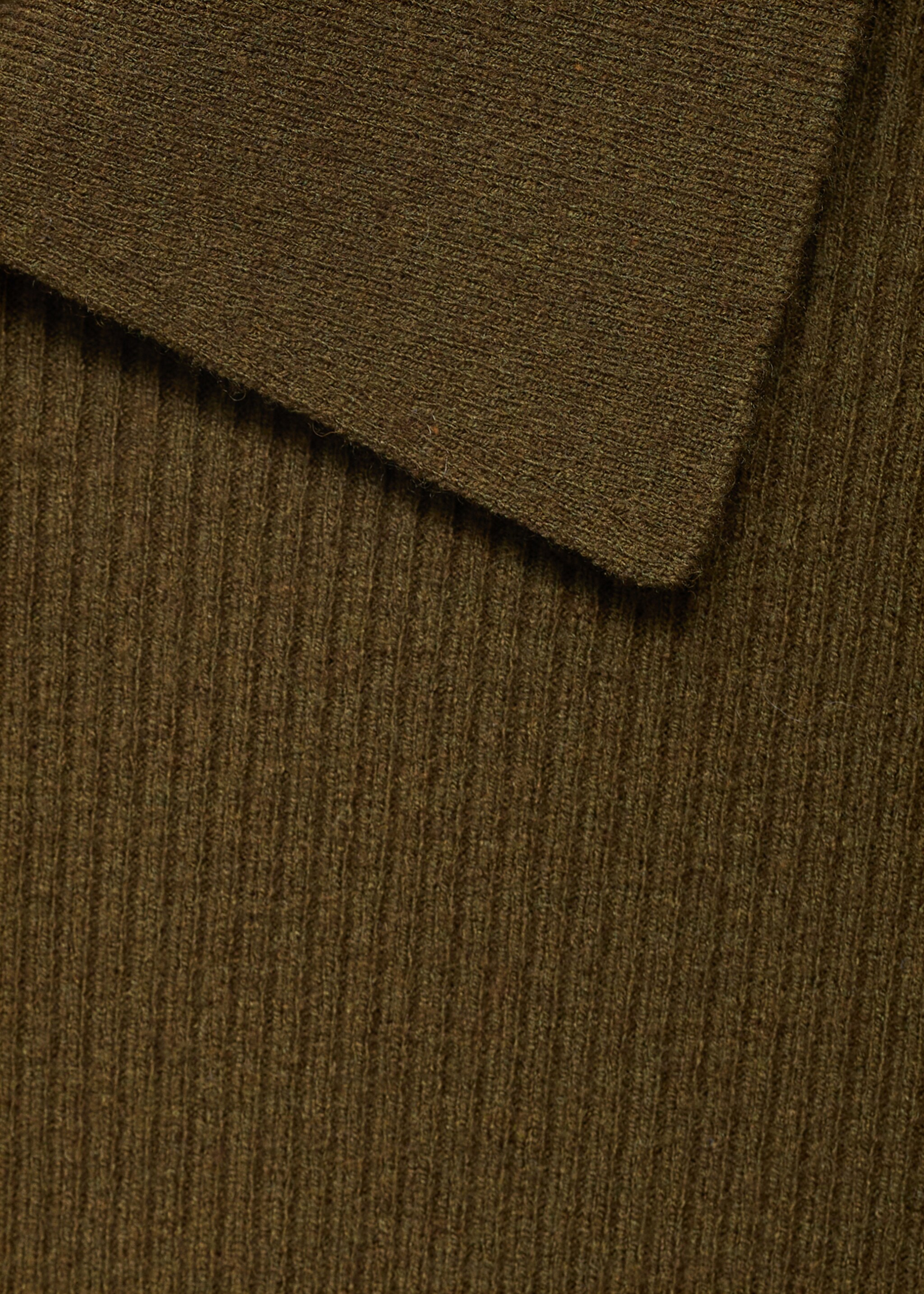 Polo-neck ribbed sweater - Details of the article 0, Khaki. Ref: 17005822-00.