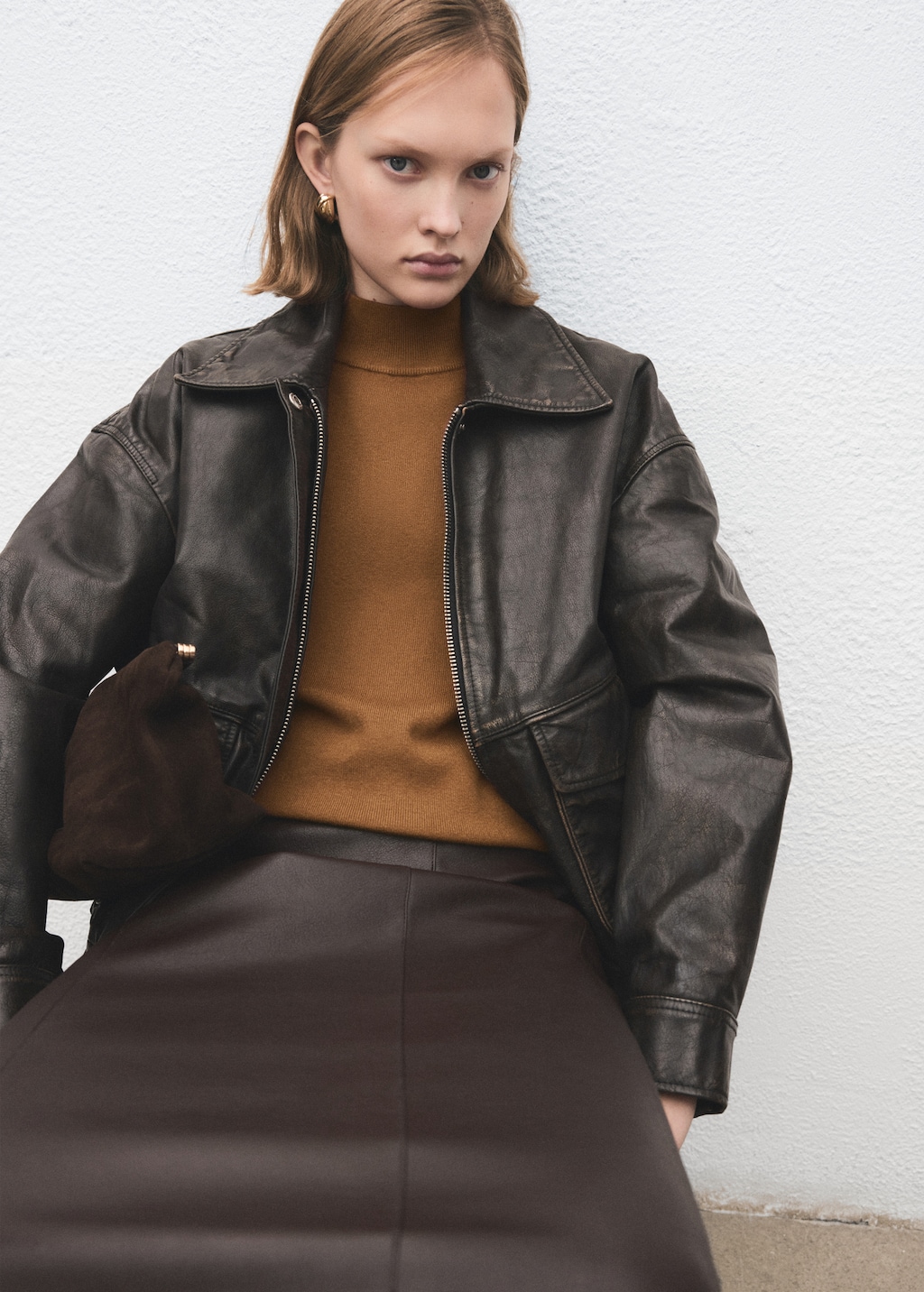 Mango Perkins-neck sweater with button