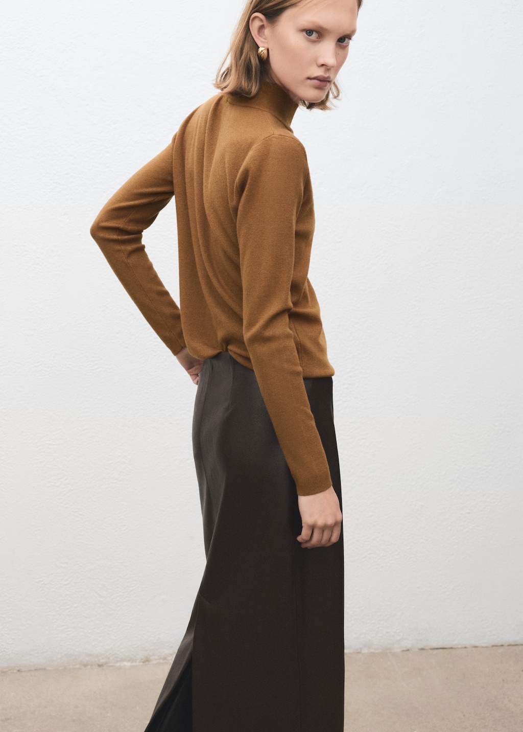 Mango Perkins-neck sweater with button