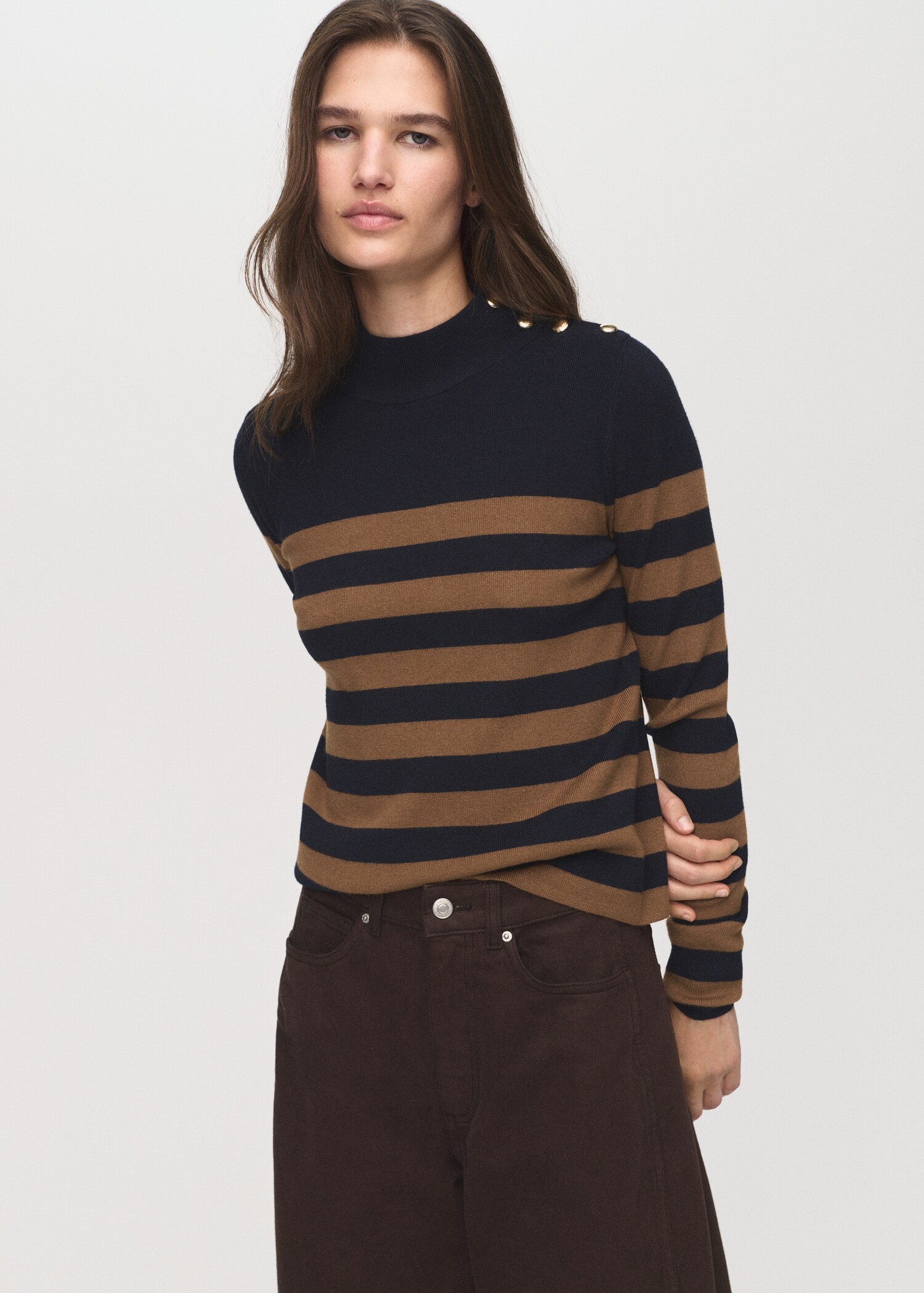 Jersey cuello perkins botones - Plano medio