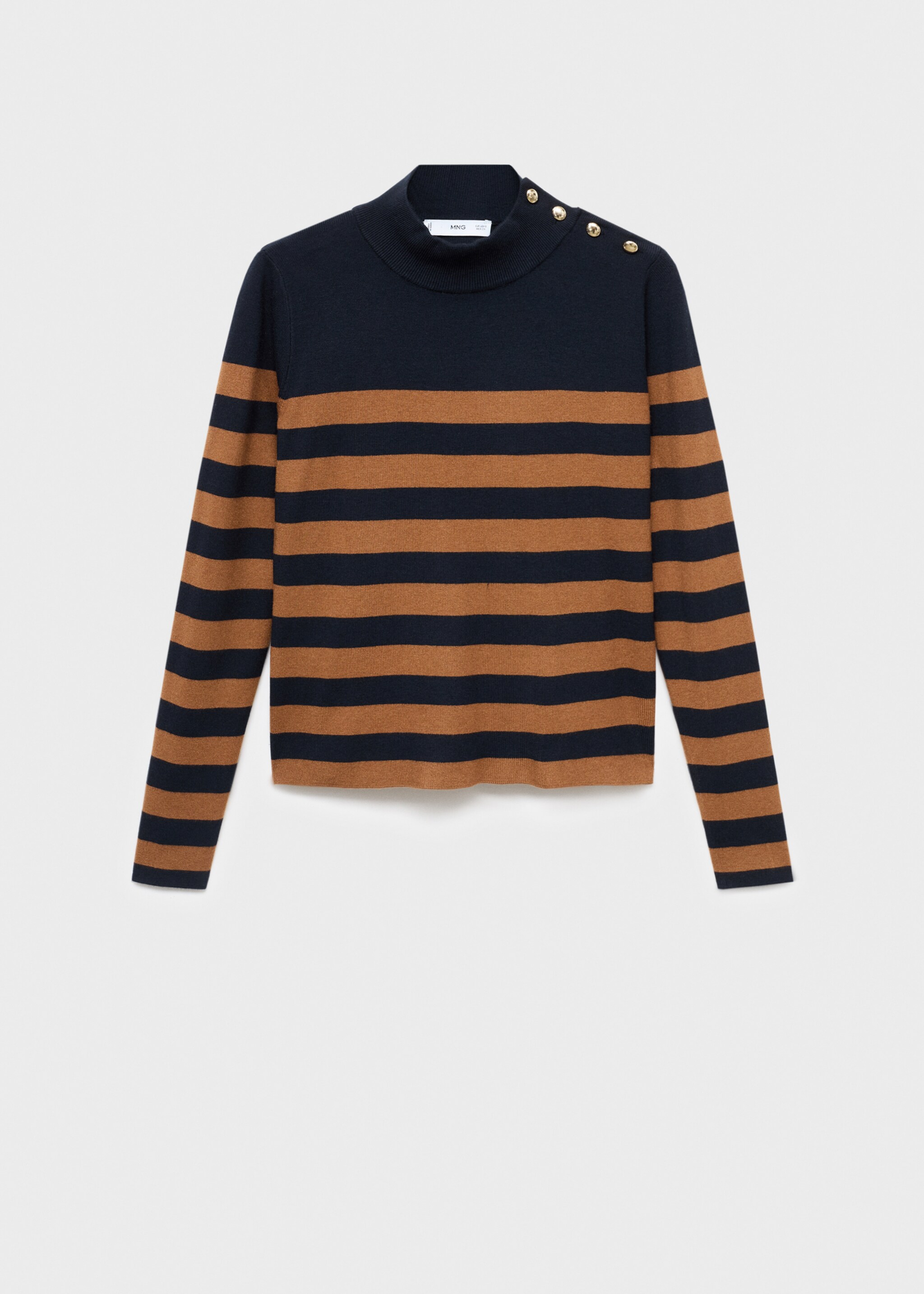 Perkins-neck sweater with button - Article without model, Tobacco Brown. Ref: 17005824-00.